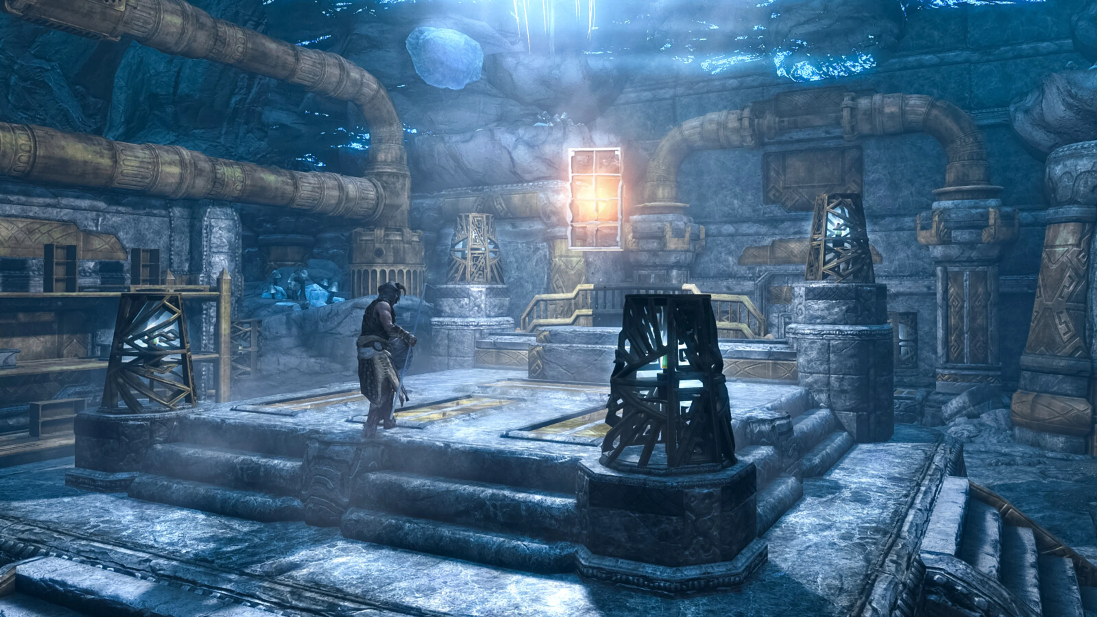 The unfinished KALLAX frame glows above the assembly area inside the underground Storereach workshop.