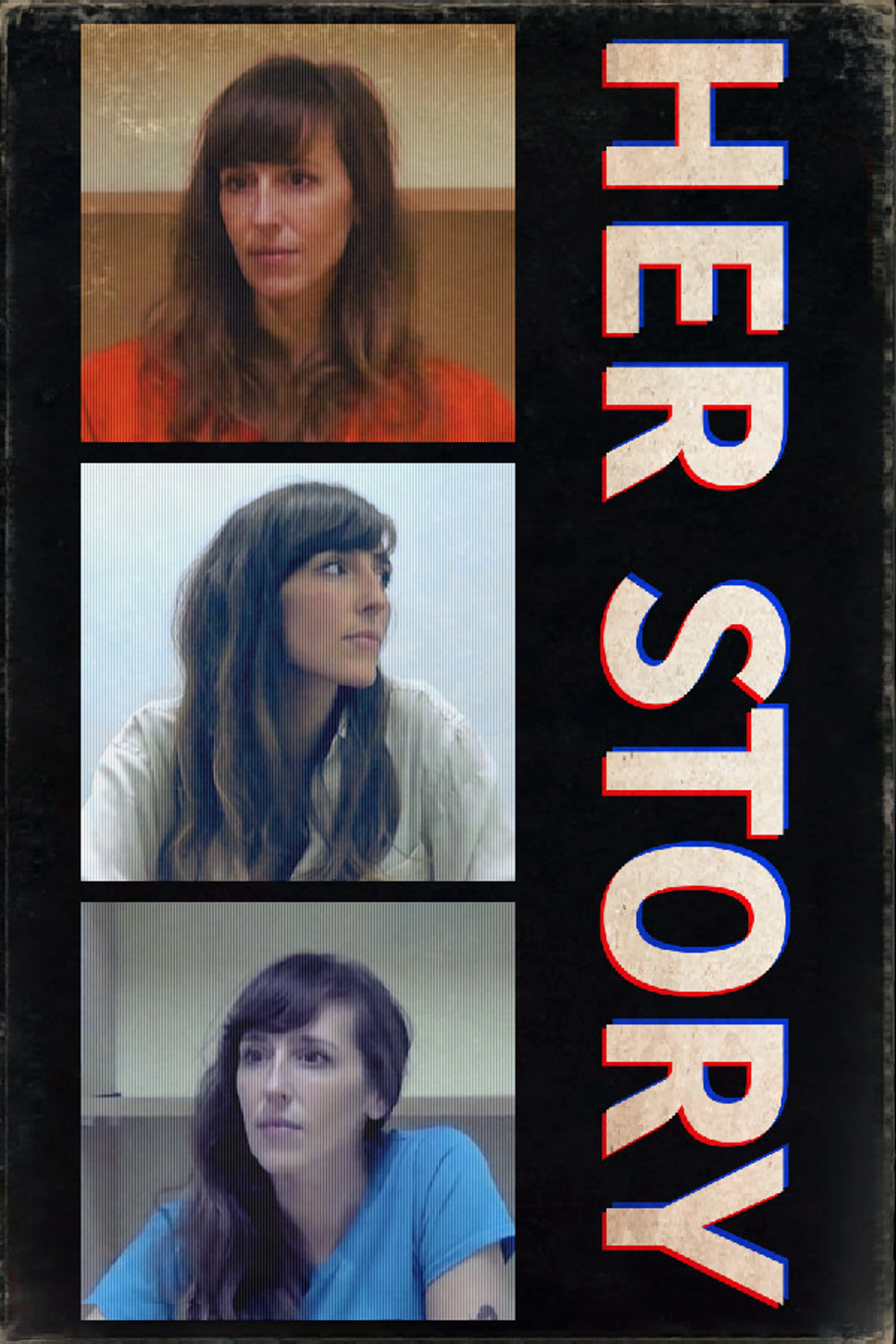 Official Her Story vertical game poster with three interview portraits and the native HER STORY title.