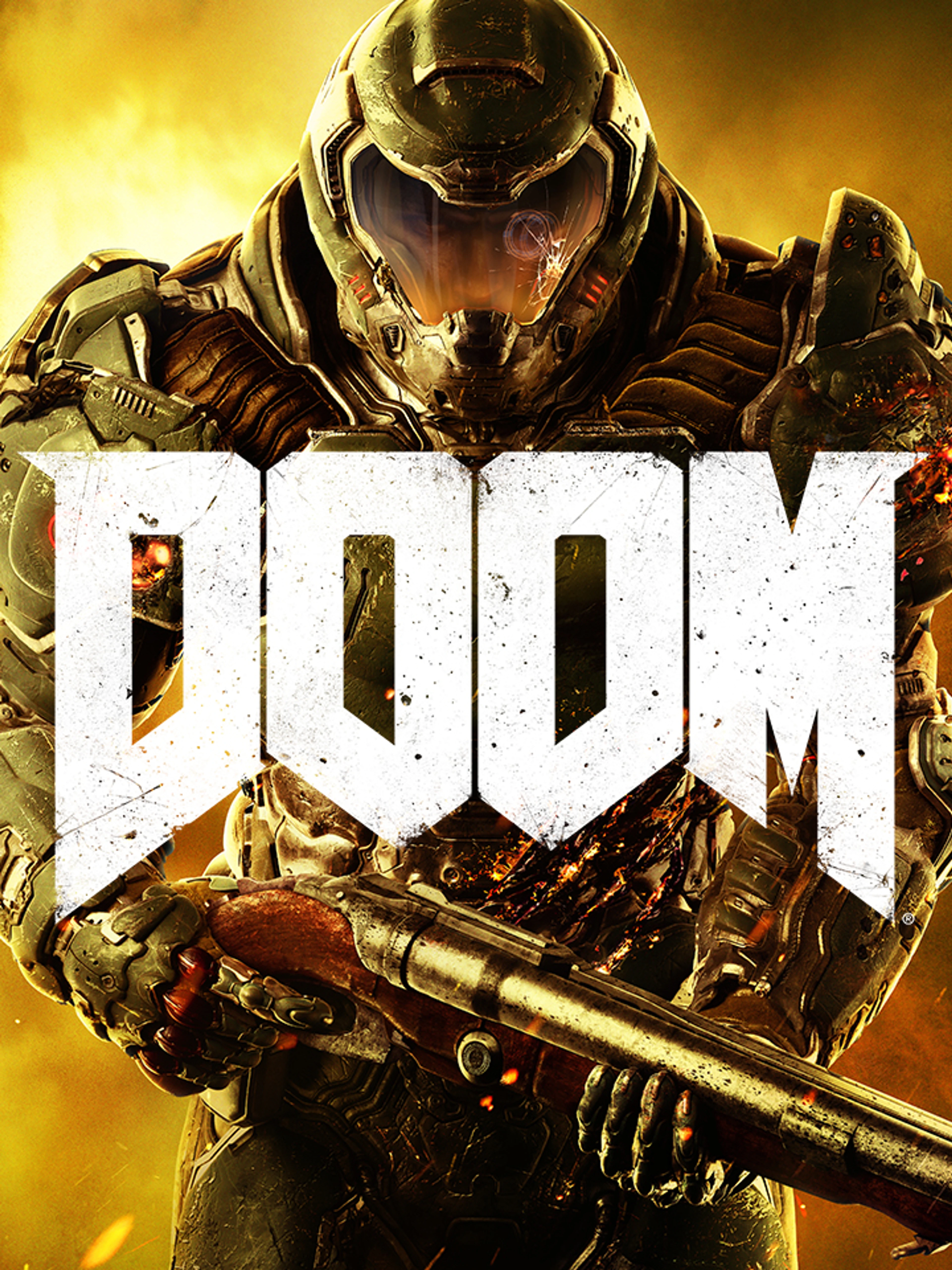 Official DOOM 2016 cover showing the armored Doom Slayer and the original DOOM logo.
