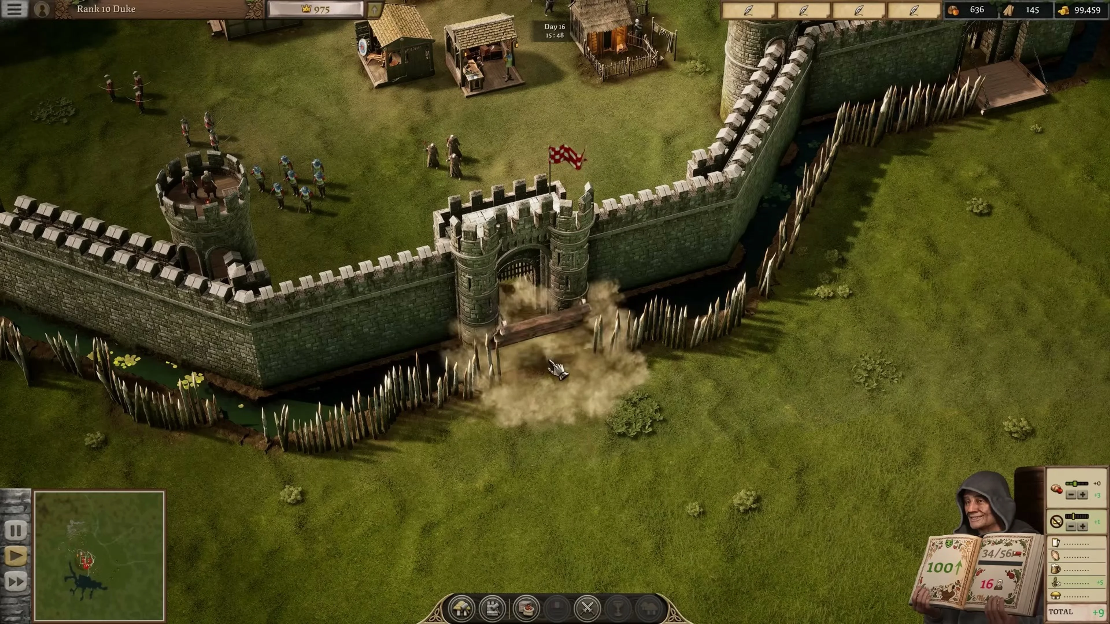A fortified medieval settlement in Stronghold 4.