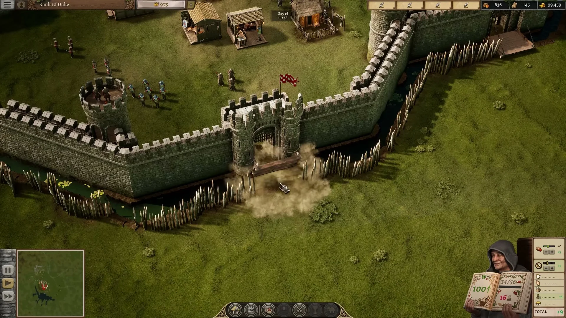 A fortified medieval settlement in Stronghold 4.