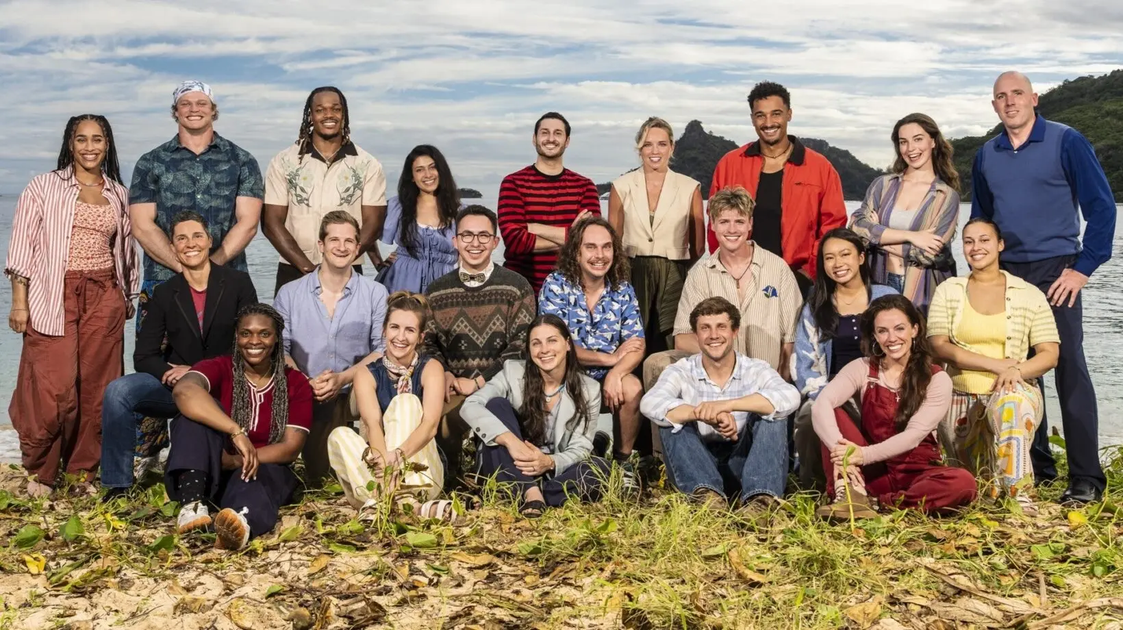 Official group portrait of the 21 Survivor season 51 contestants.