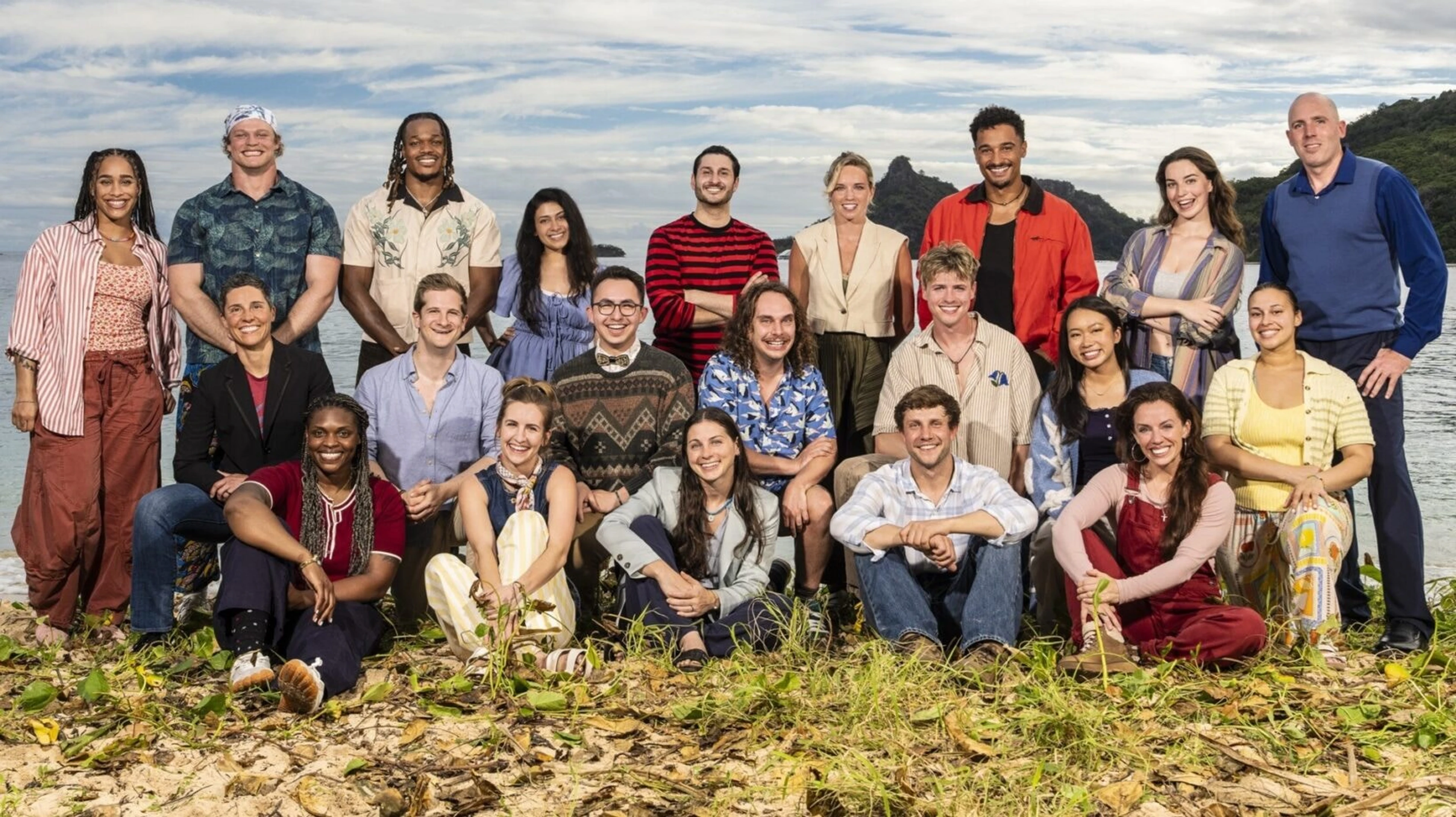 Official group portrait of the 21 Survivor season 51 contestants.