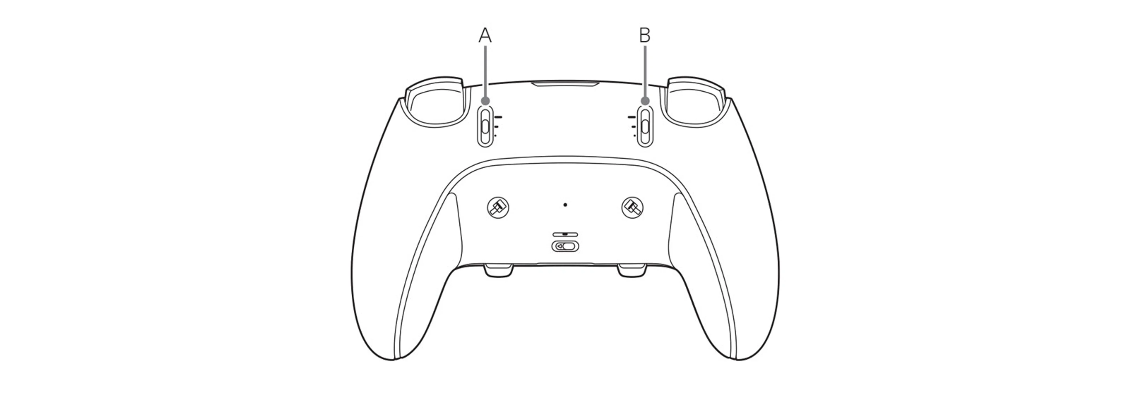 Diagram showing the L2 and R2 trigger stop sliders