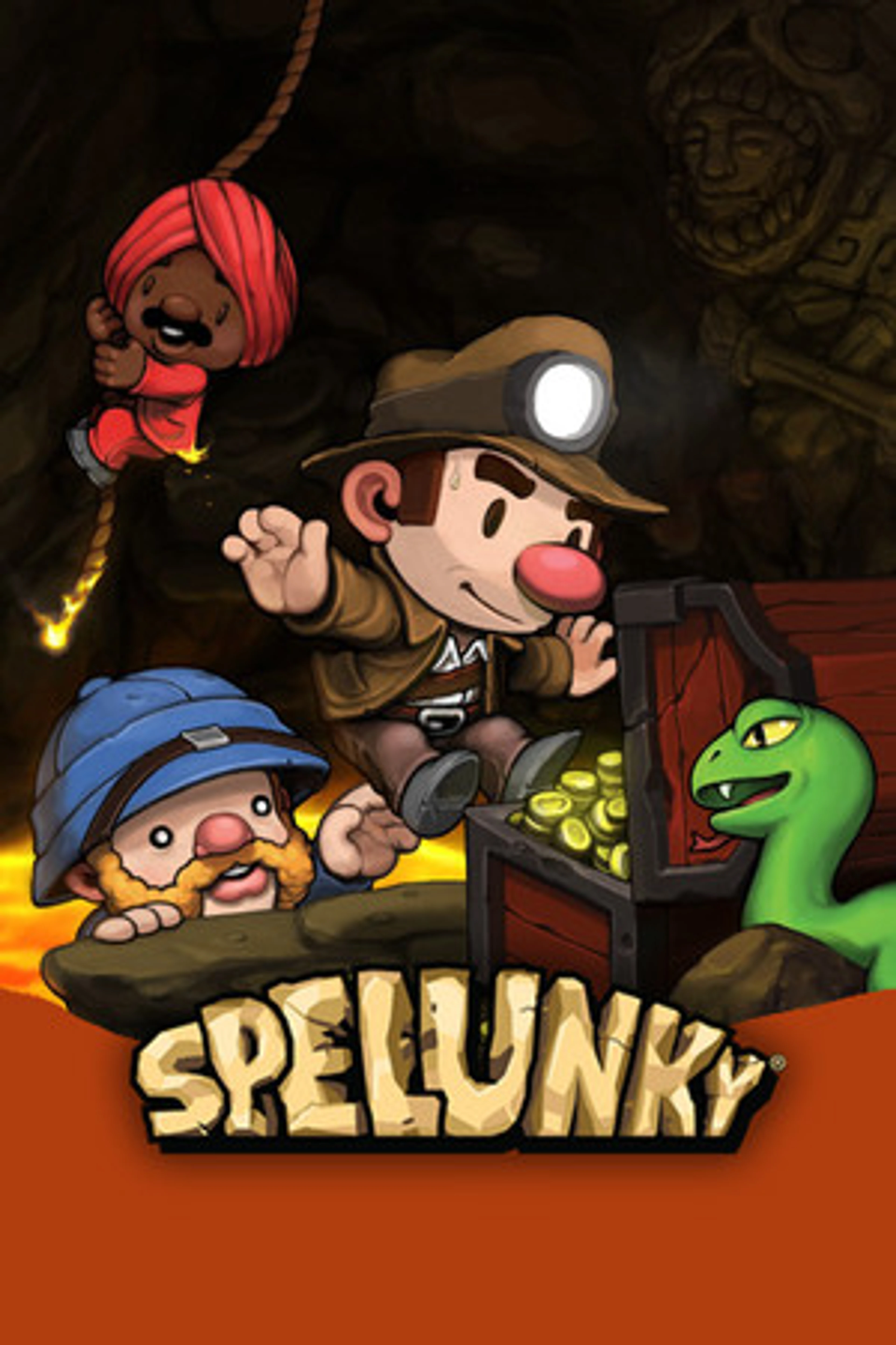 Current official Spelunky portrait cover with the explorer and the native Spelunky title.