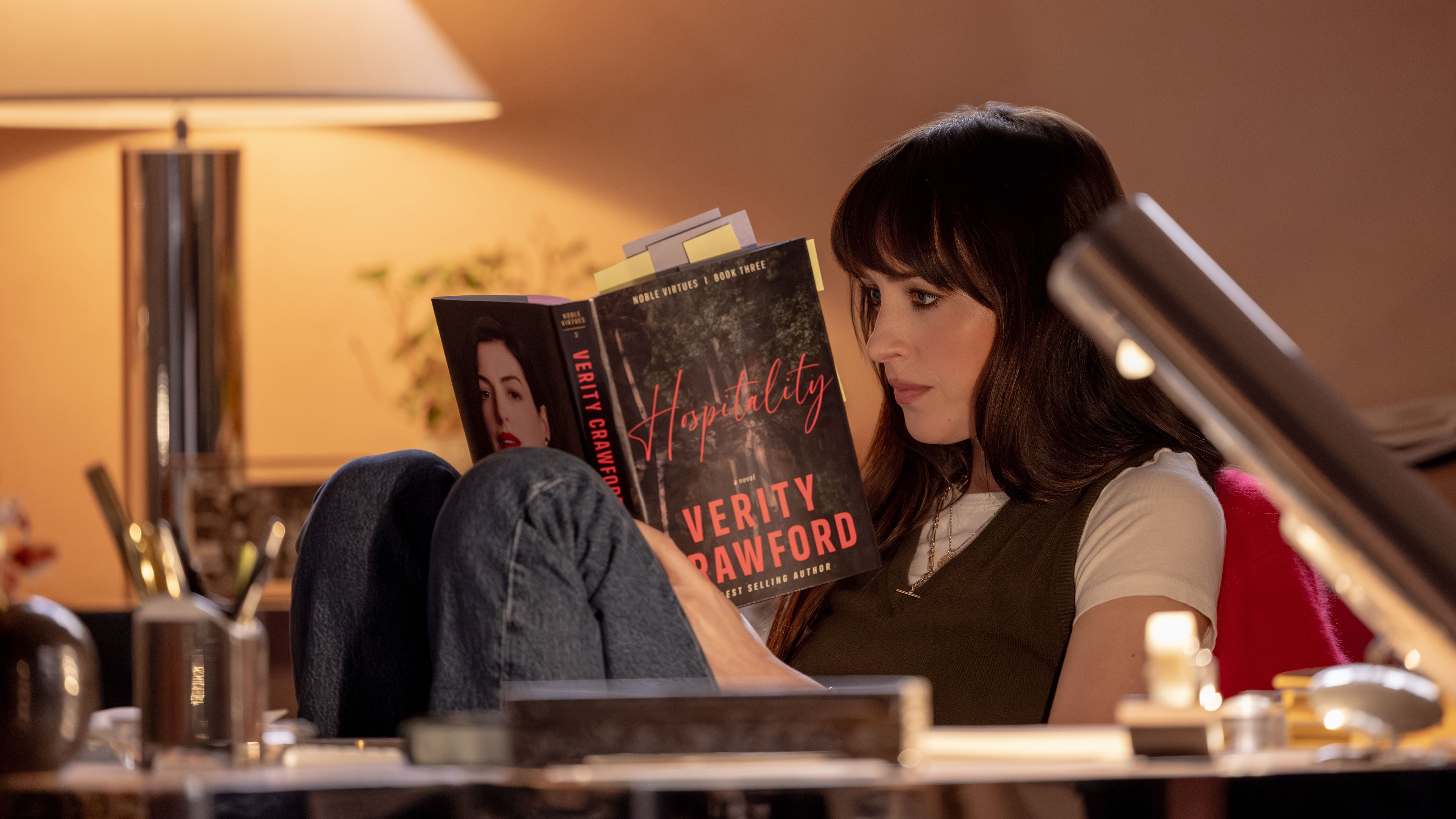 Lowen reads a Verity Crawford book in the film.