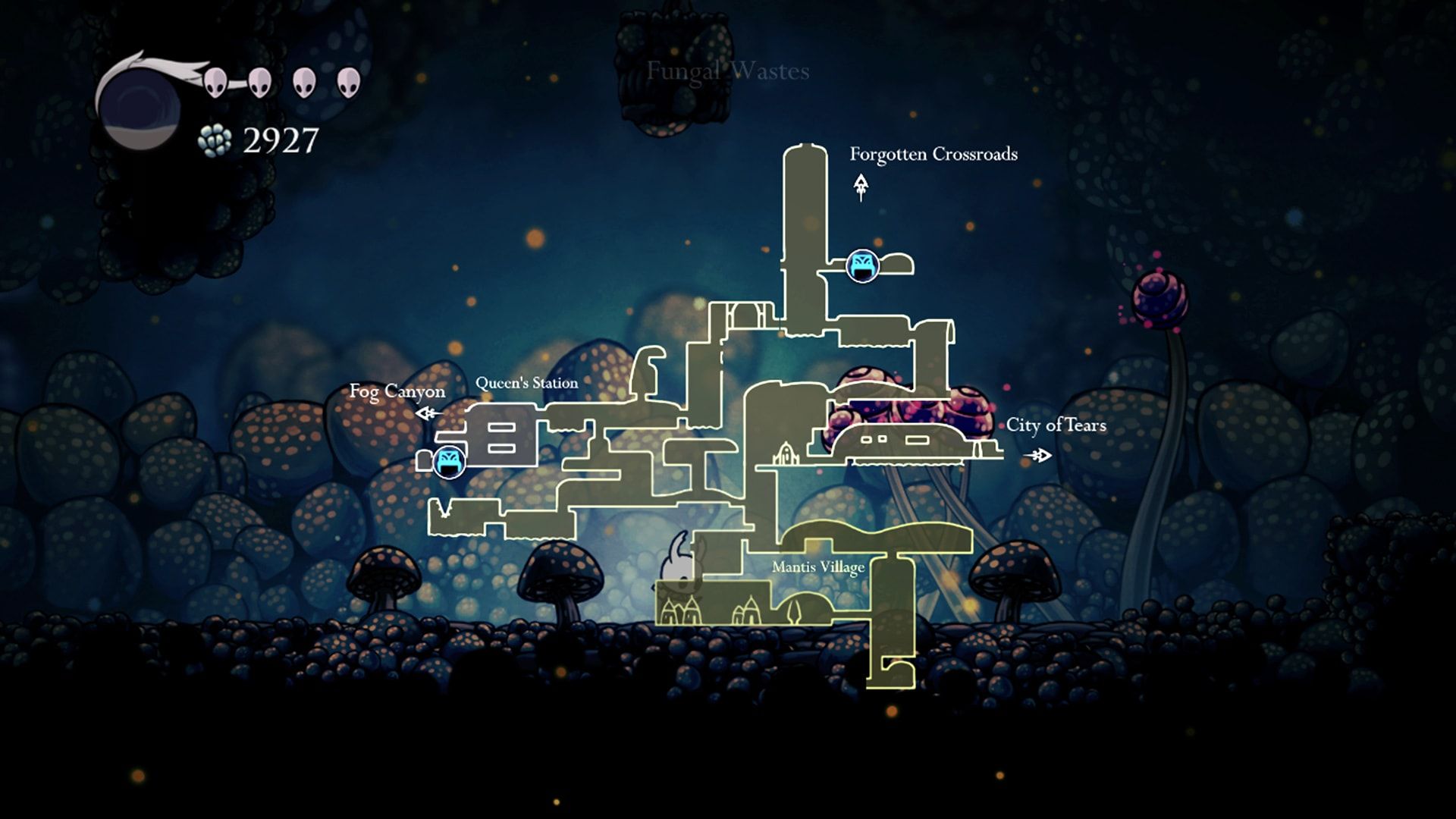 An in-game map shows rooms, corridors and a position marker.