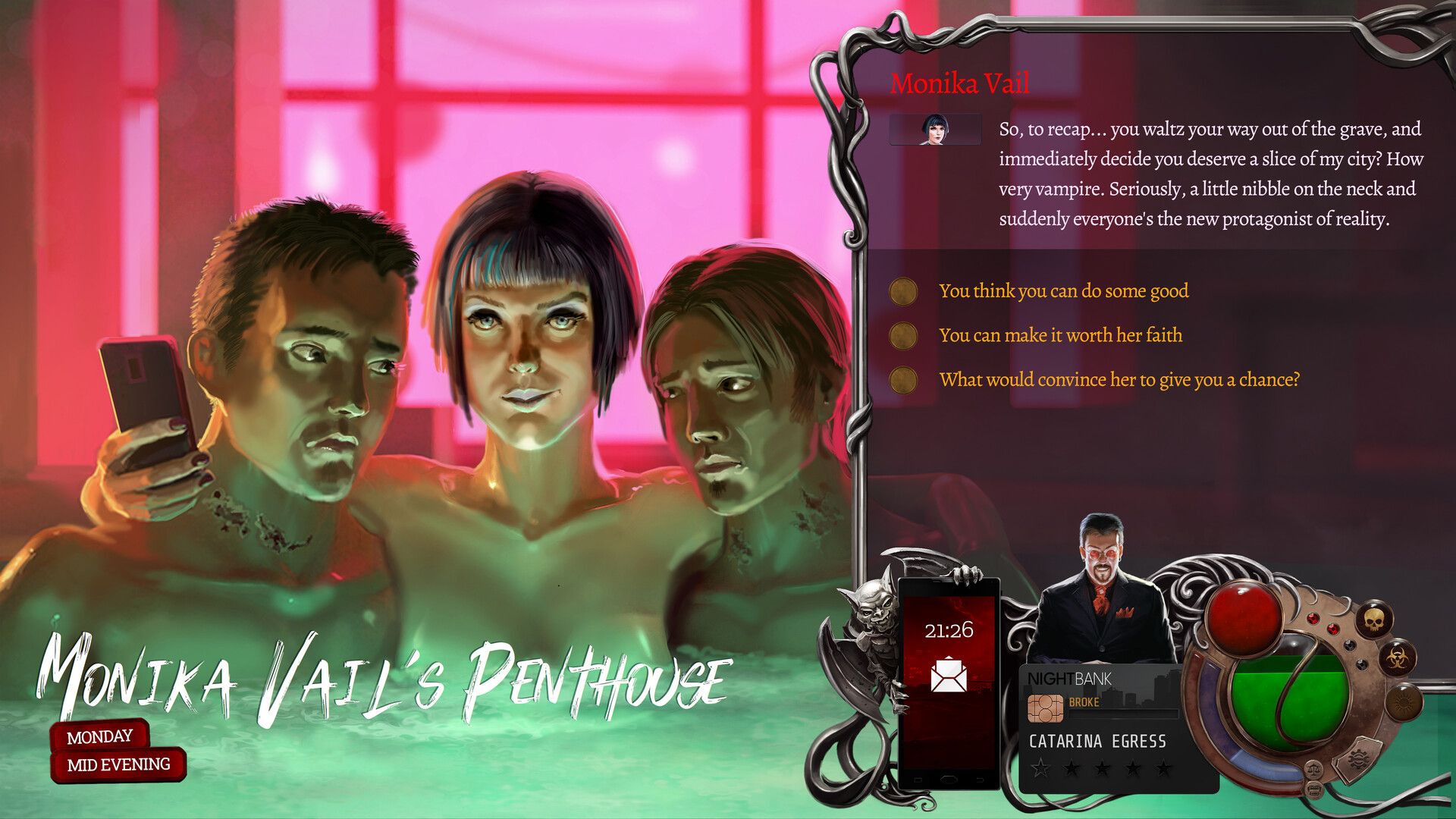 A scene from the Nighthawks vampire role-playing game.