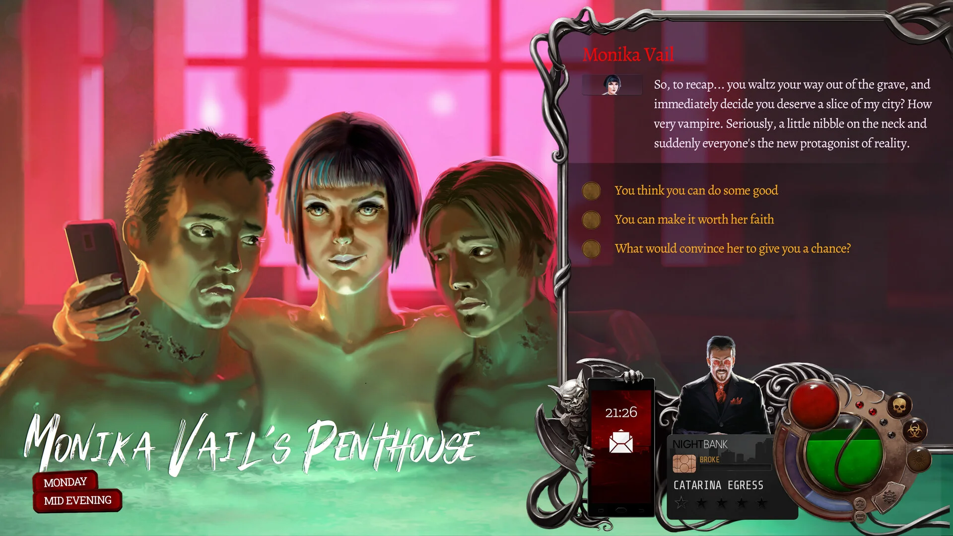 A scene from the Nighthawks vampire role-playing game.