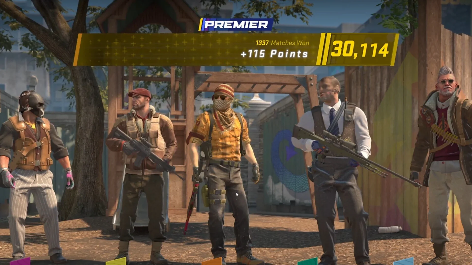 Counter-Strike 2 Premier match result showing points added to a visible CS Rating.