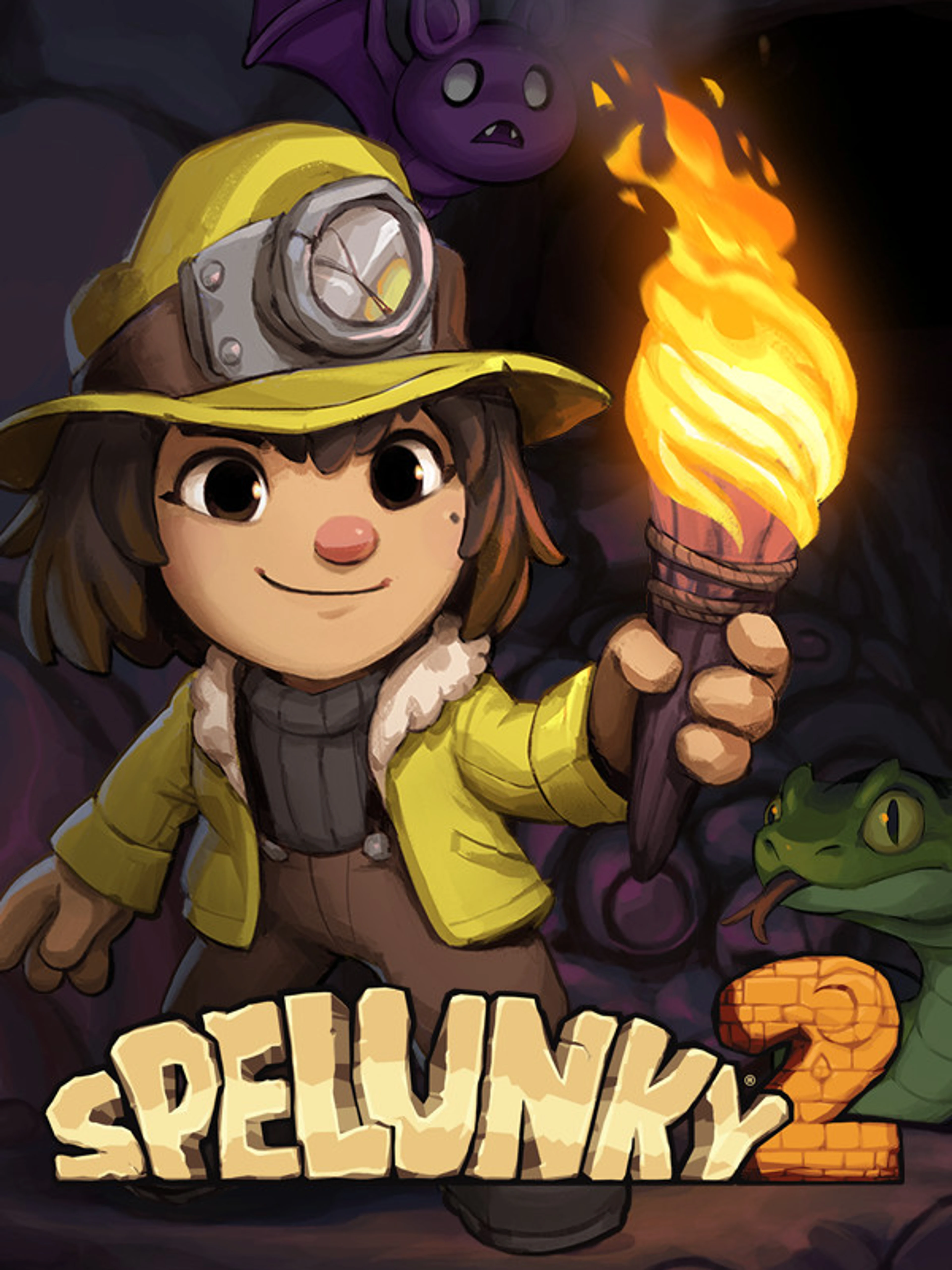 Official Spelunky 2 cover with Ana and other explorers above the game logo.