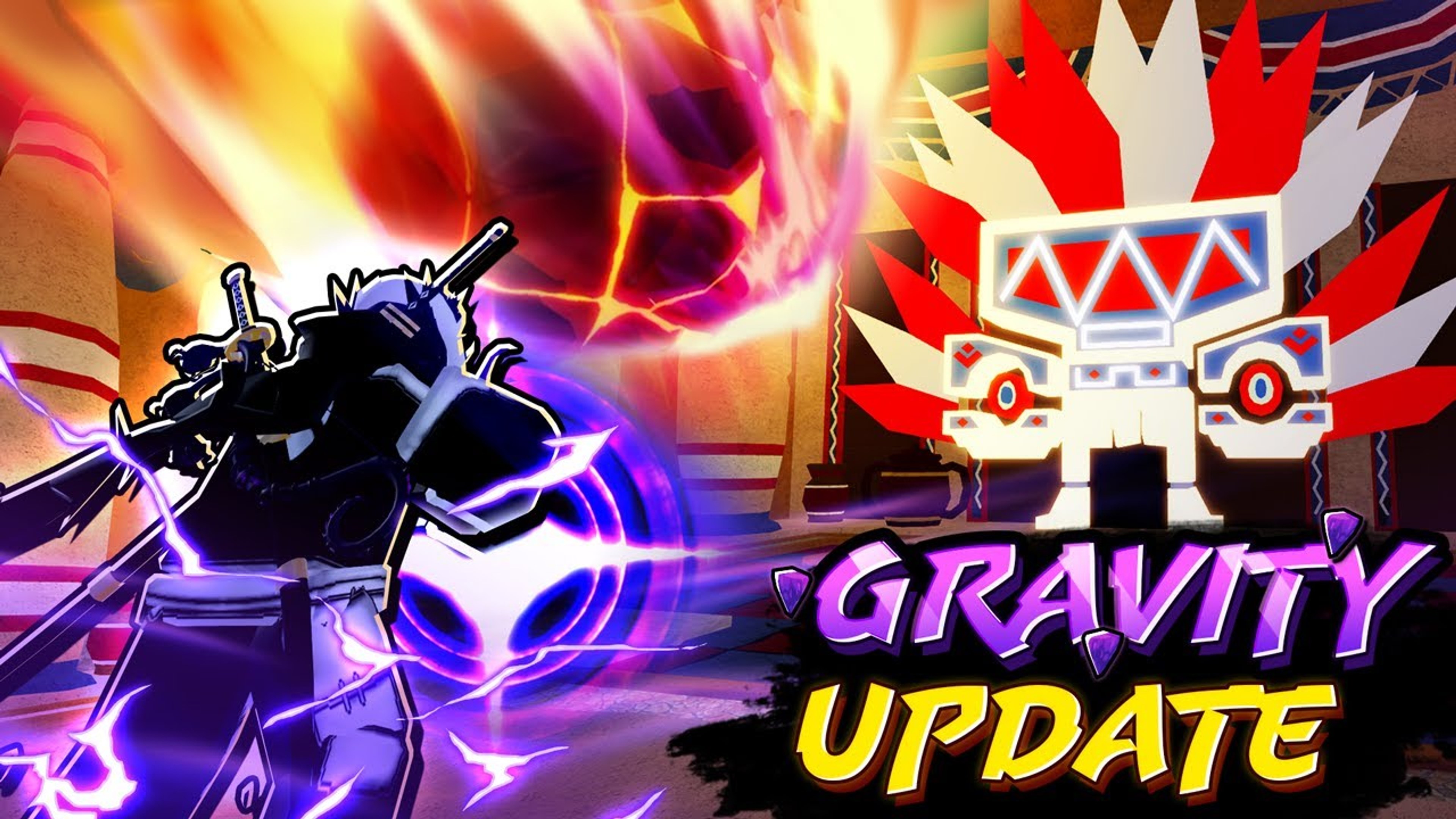 Official Blox Fruits Gravity update artwork showing close-range combat.