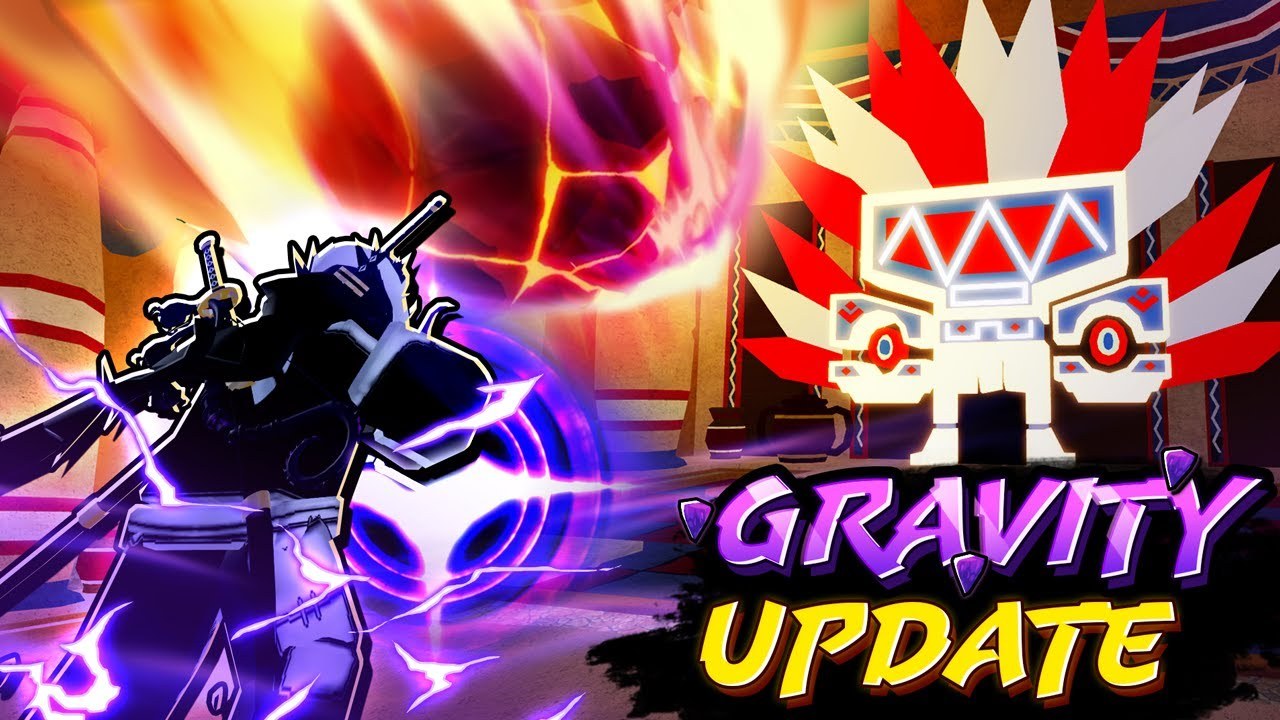 Official Blox Fruits Gravity update artwork showing close-range combat.