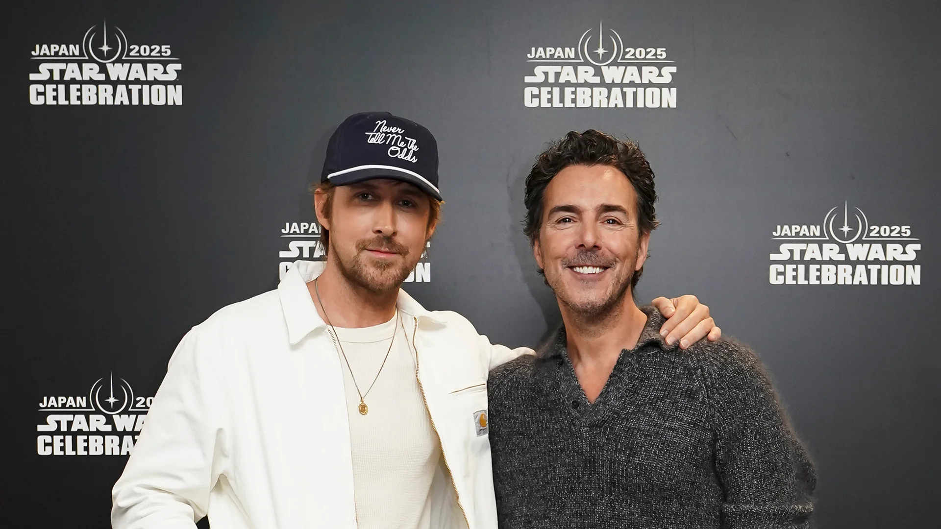 Ryan Gosling and director Shawn Levy pose together at Star Wars Celebration Japan 2025.