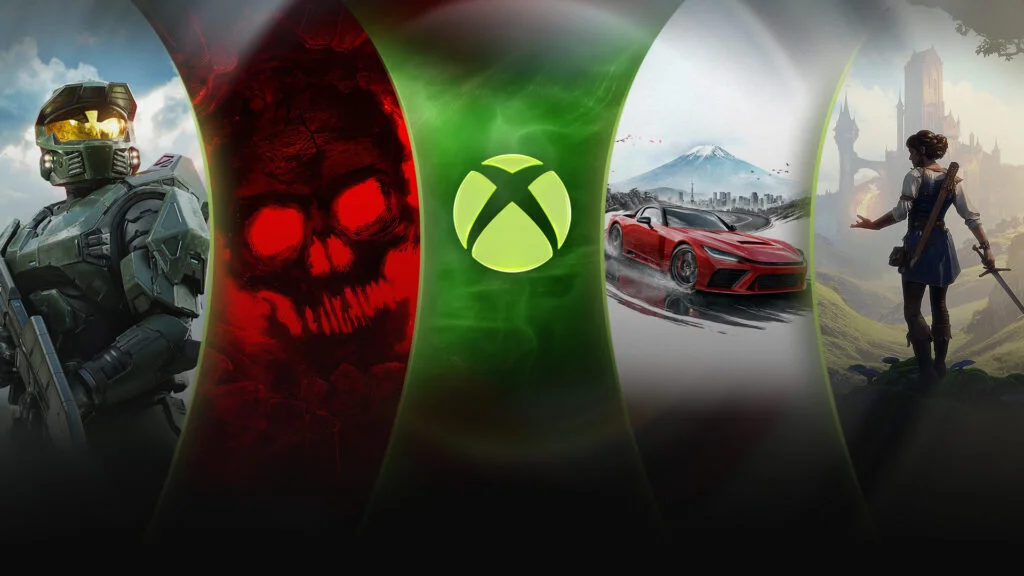 Klobrille’s Xbox 25th Anniversary wallpaper places Halo, Gears, Forza, and Fable artwork around the green Xbox sphere.