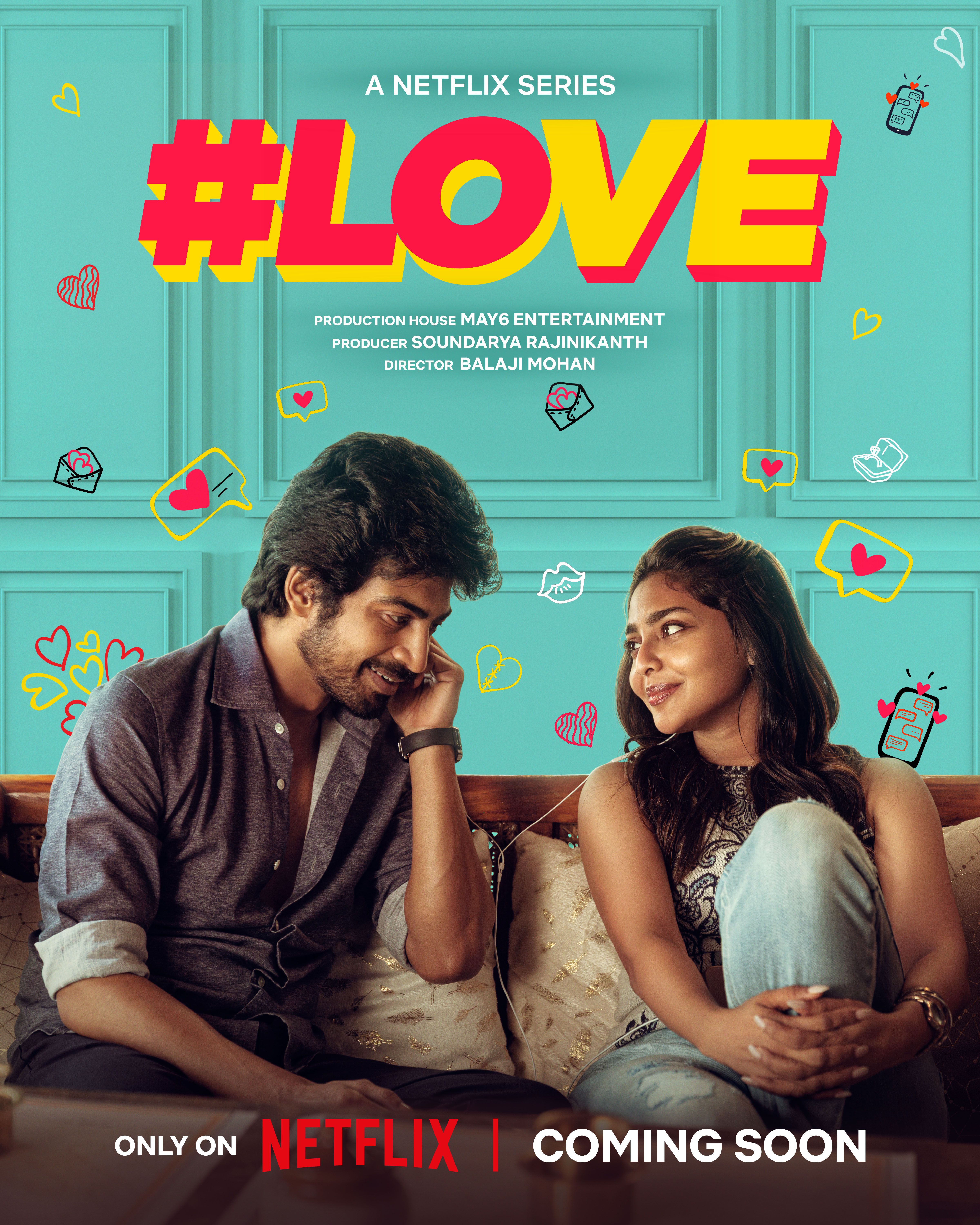 Arjun Das and Aishwarya Lekshmi together in Netflix promotional art for #Love.