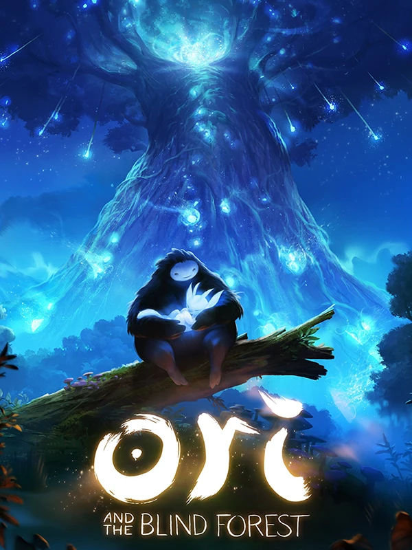 Official Ori and the Blind Forest cover with Ori, Naru, the glowing Spirit Tree and the native game logo.