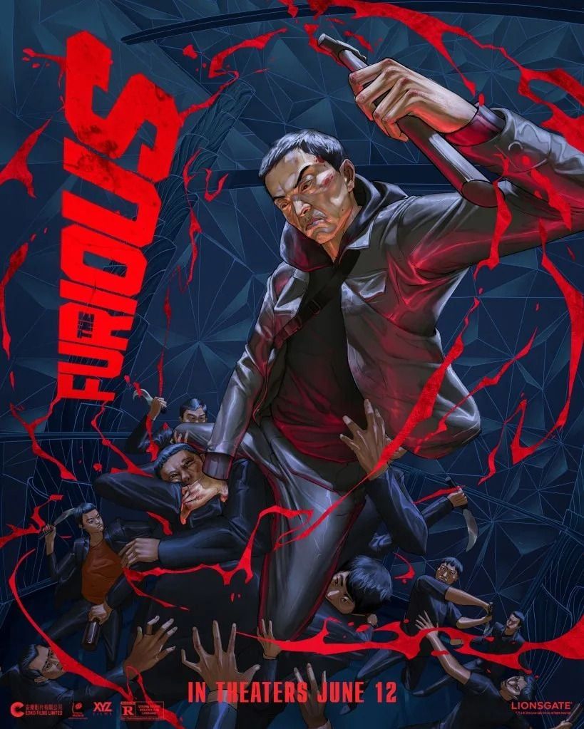 Official US illustrated poster for The Furious, with Xie Miao surrounded by other characters.
