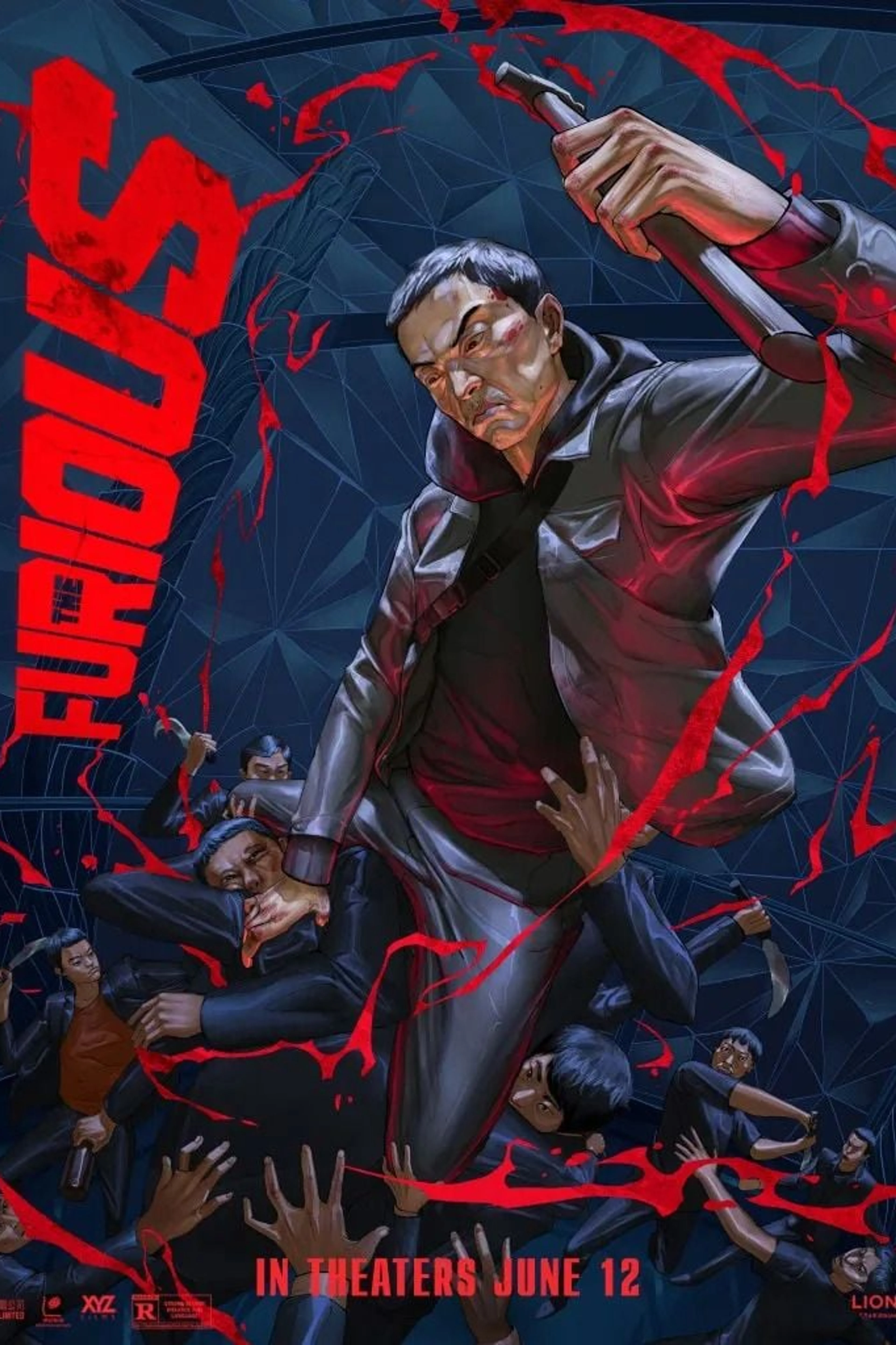 Official US illustrated poster for The Furious, with Xie Miao surrounded by other characters.