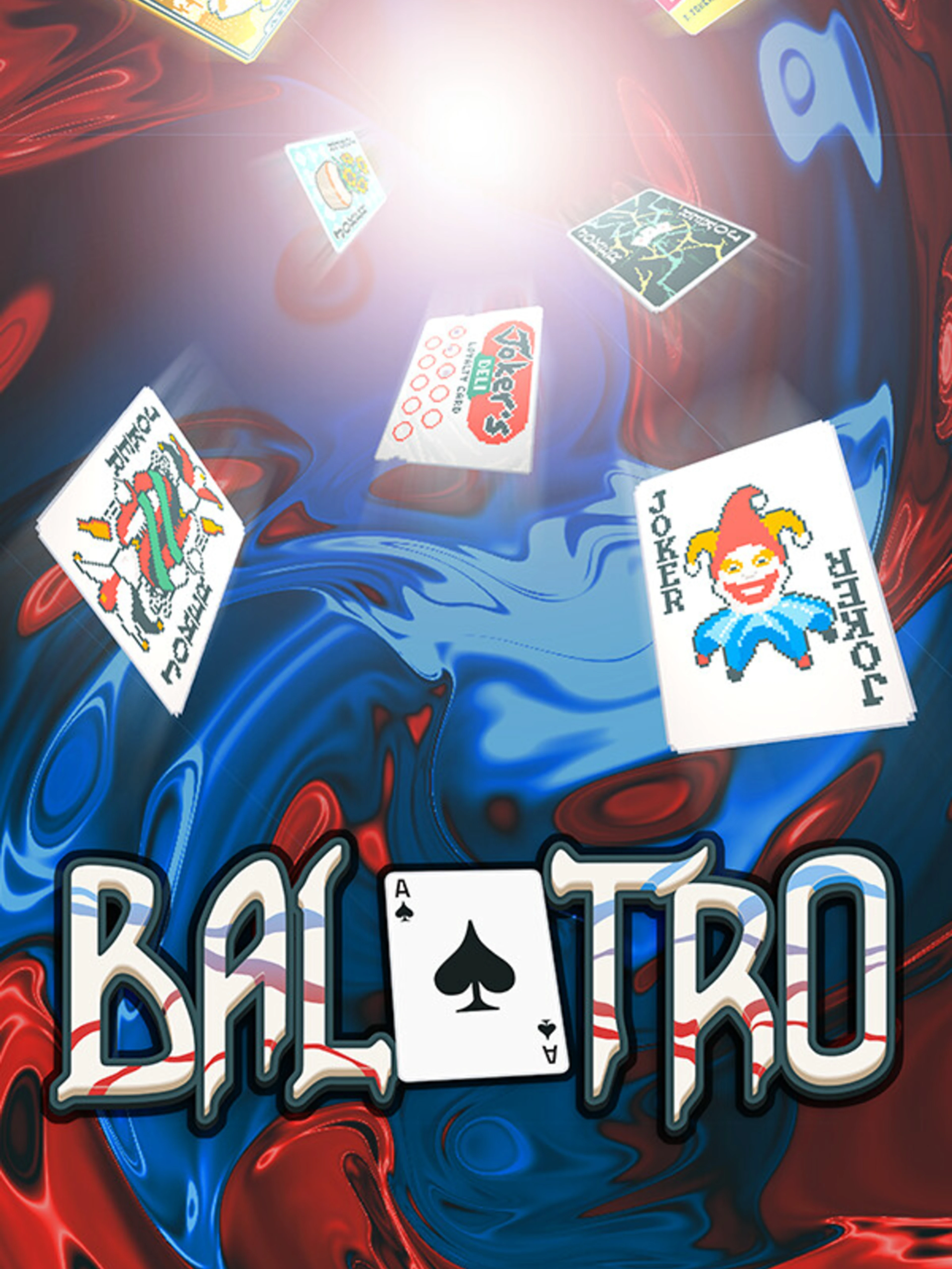 Official Balatro cover with playing cards, a Joker, and the game logo.