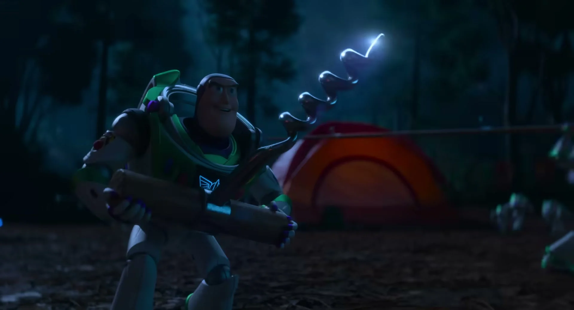 Buzz Lightyear appears in a frame from the official Toy Story 5 trailer.