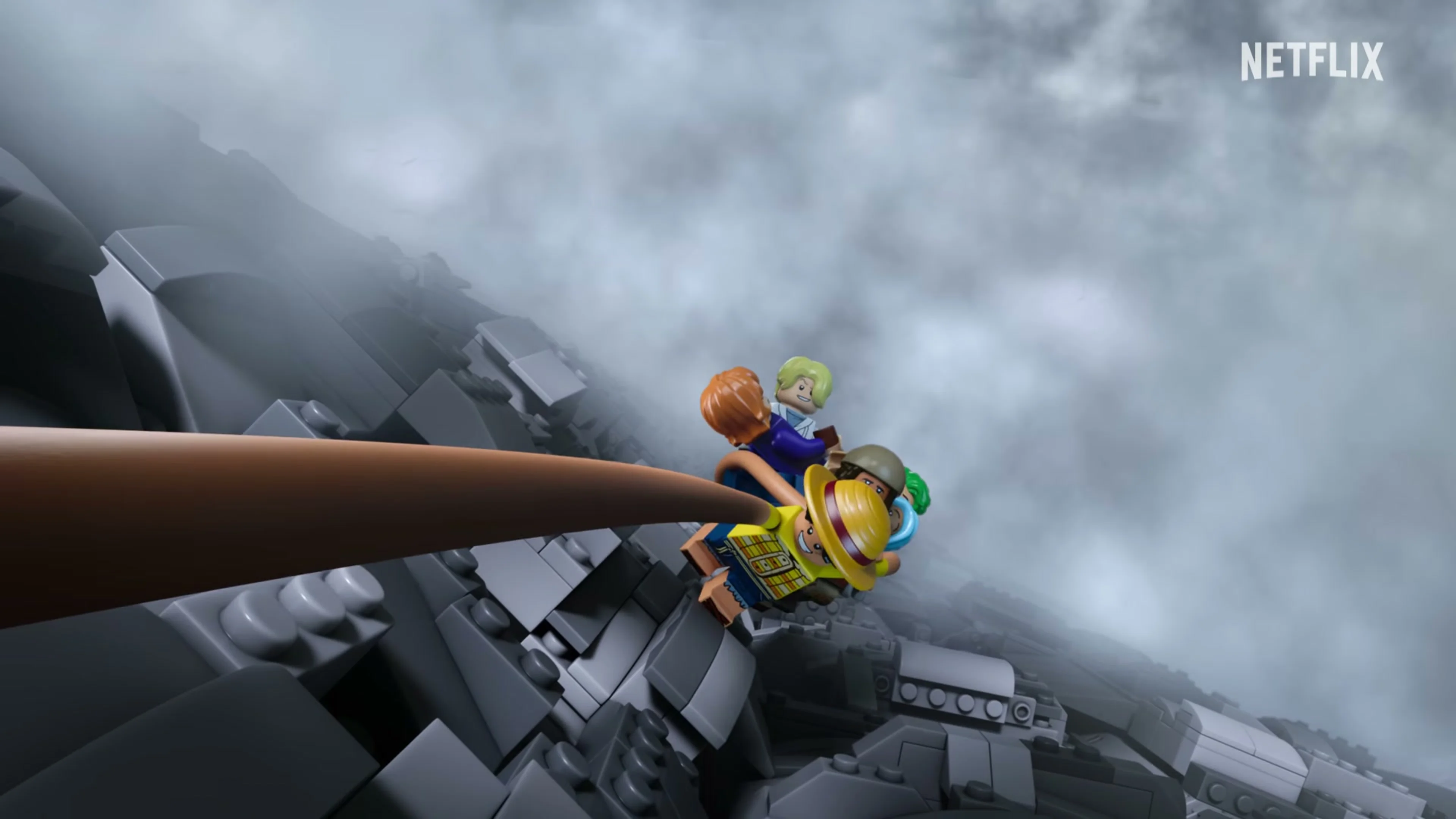 A LEGO pirate ship sails in the special’s trailer.