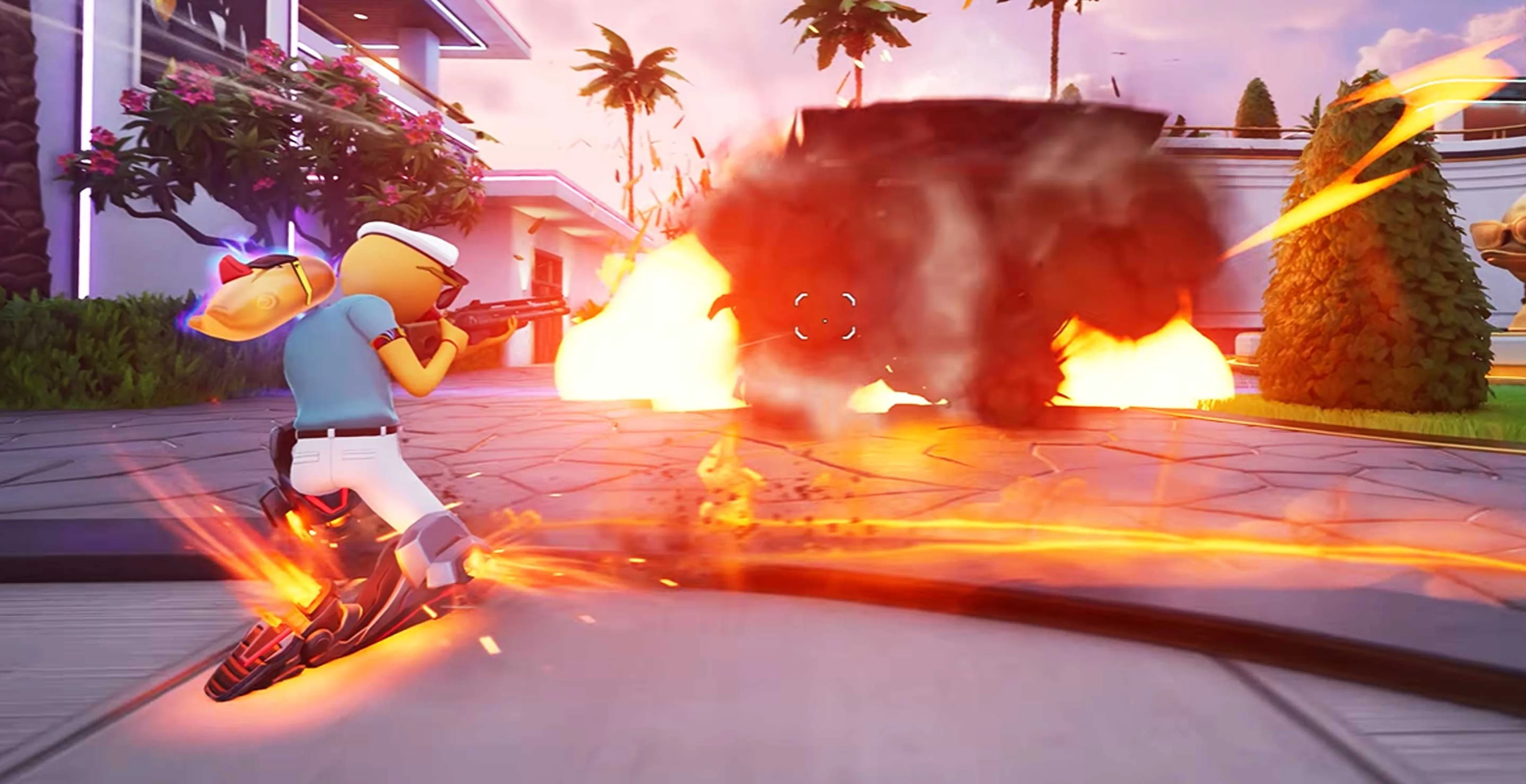 A Fortnite player using fast movement during a fight