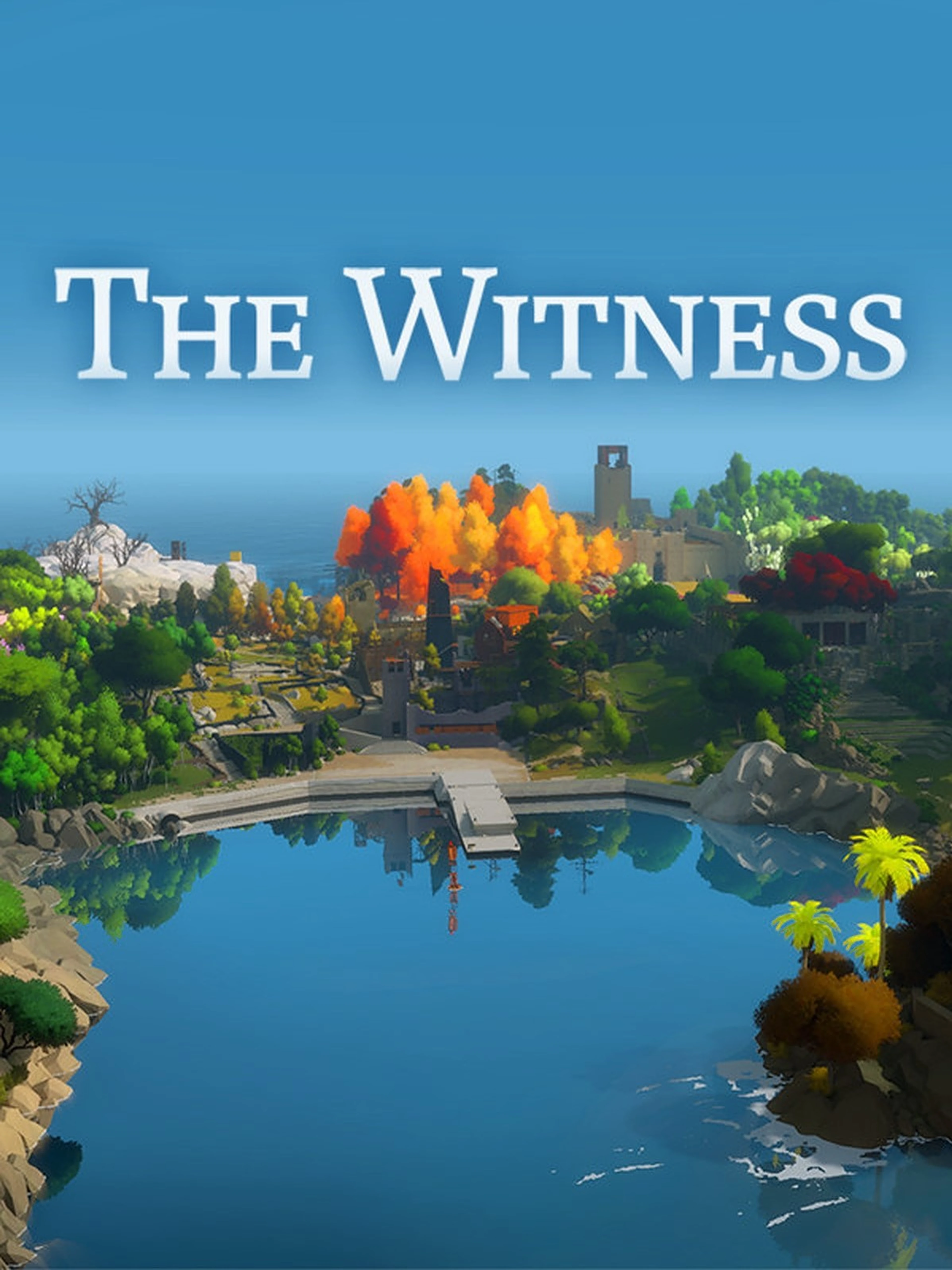 Official The Witness cover showing the colourful island beneath the native game title.