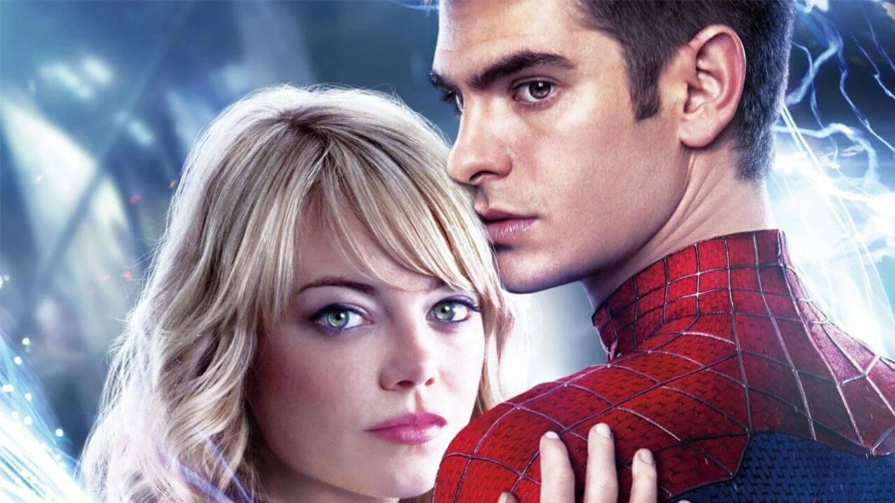 Andrew Garfield’s Peter Parker and Emma Stone’s Gwen Stacy in The Amazing Spider-Man 2.