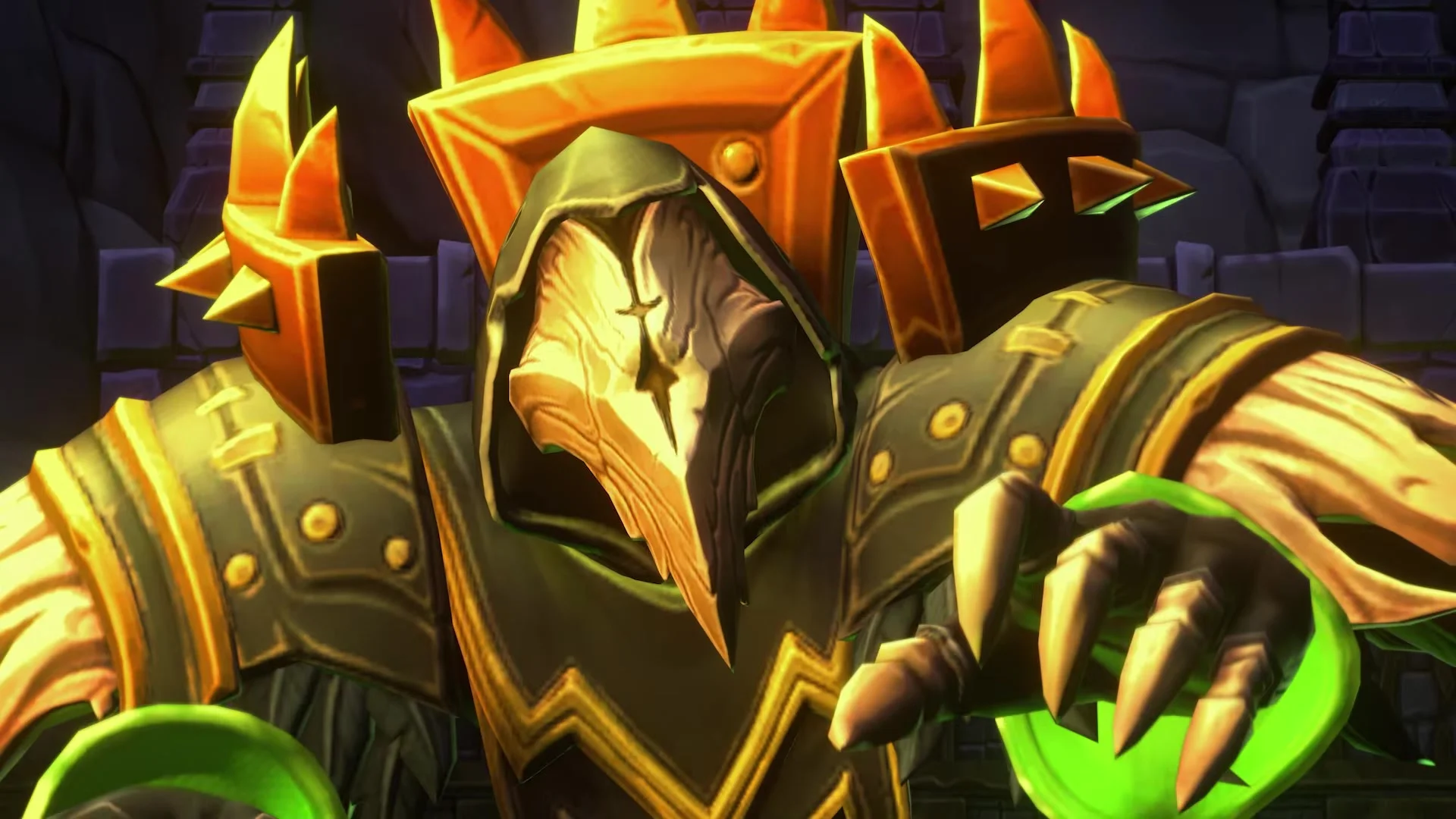 The new Forsaken Paladin hero stands in gold-and-black armor.