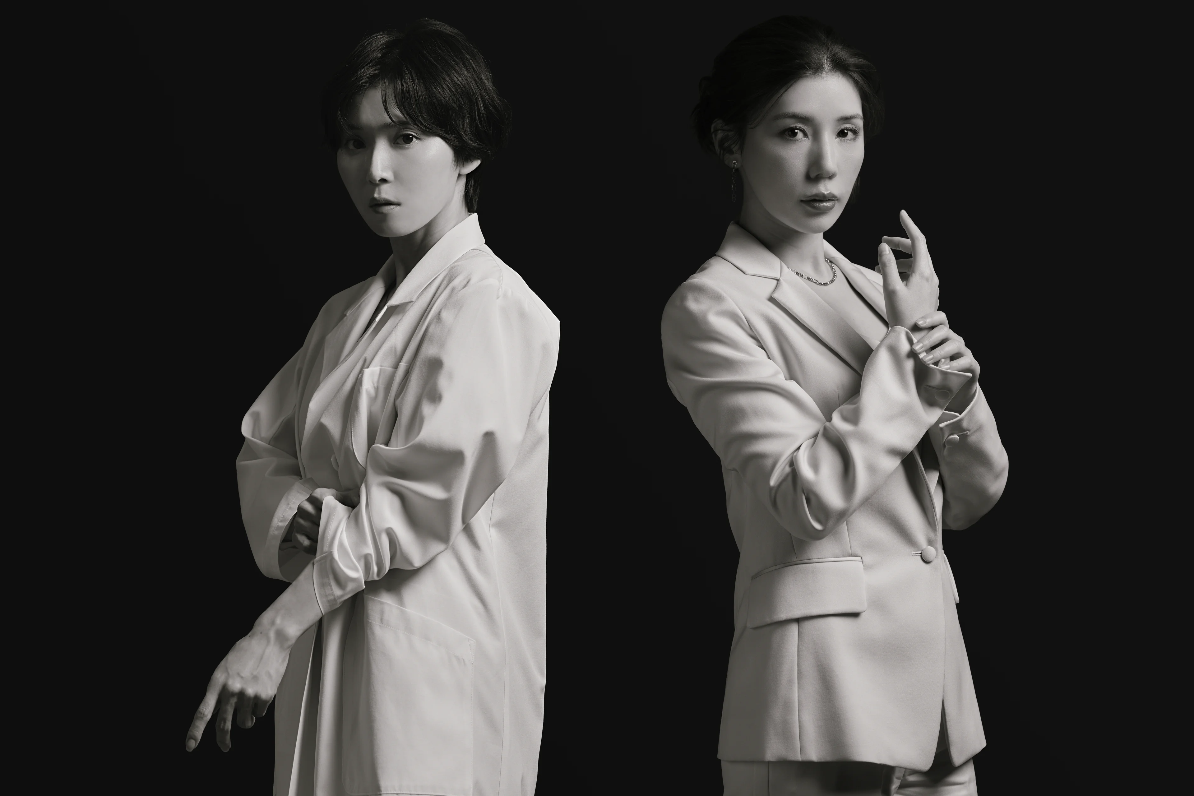 Mayu Matsuoka and Riisa Naka stand apart in an official Plastic Beauty cast portrait.