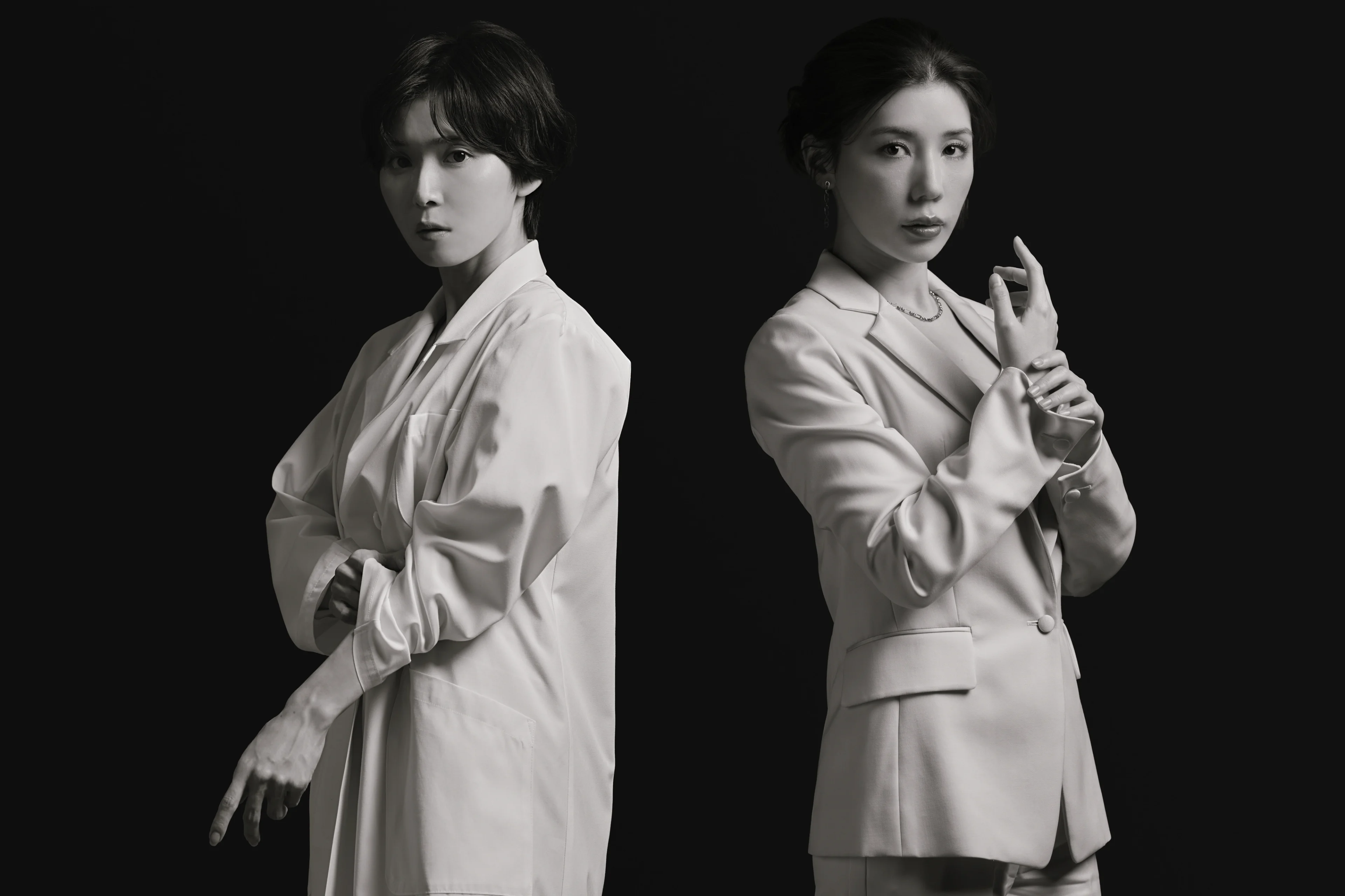 Mayu Matsuoka and Riisa Naka stand apart in an official Plastic Beauty cast portrait.