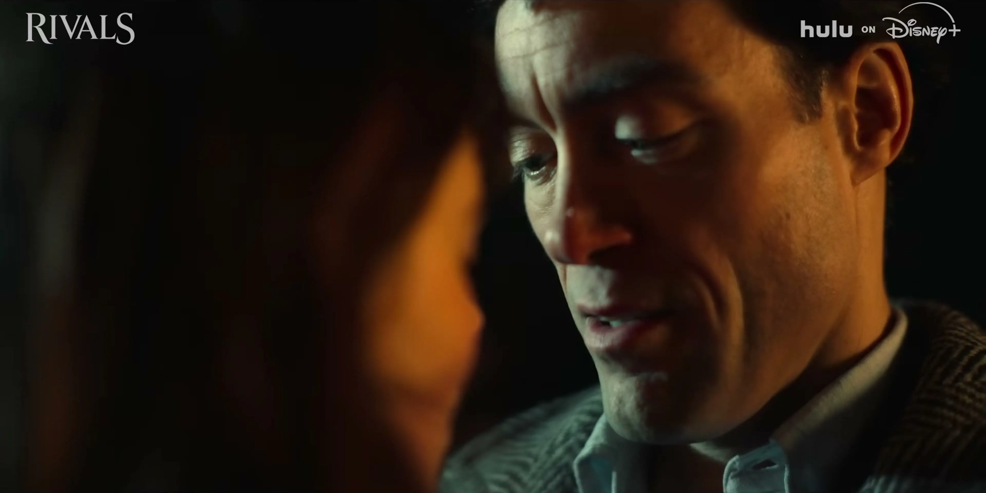 A man reacts in a close-up from the new Rivals trailer.