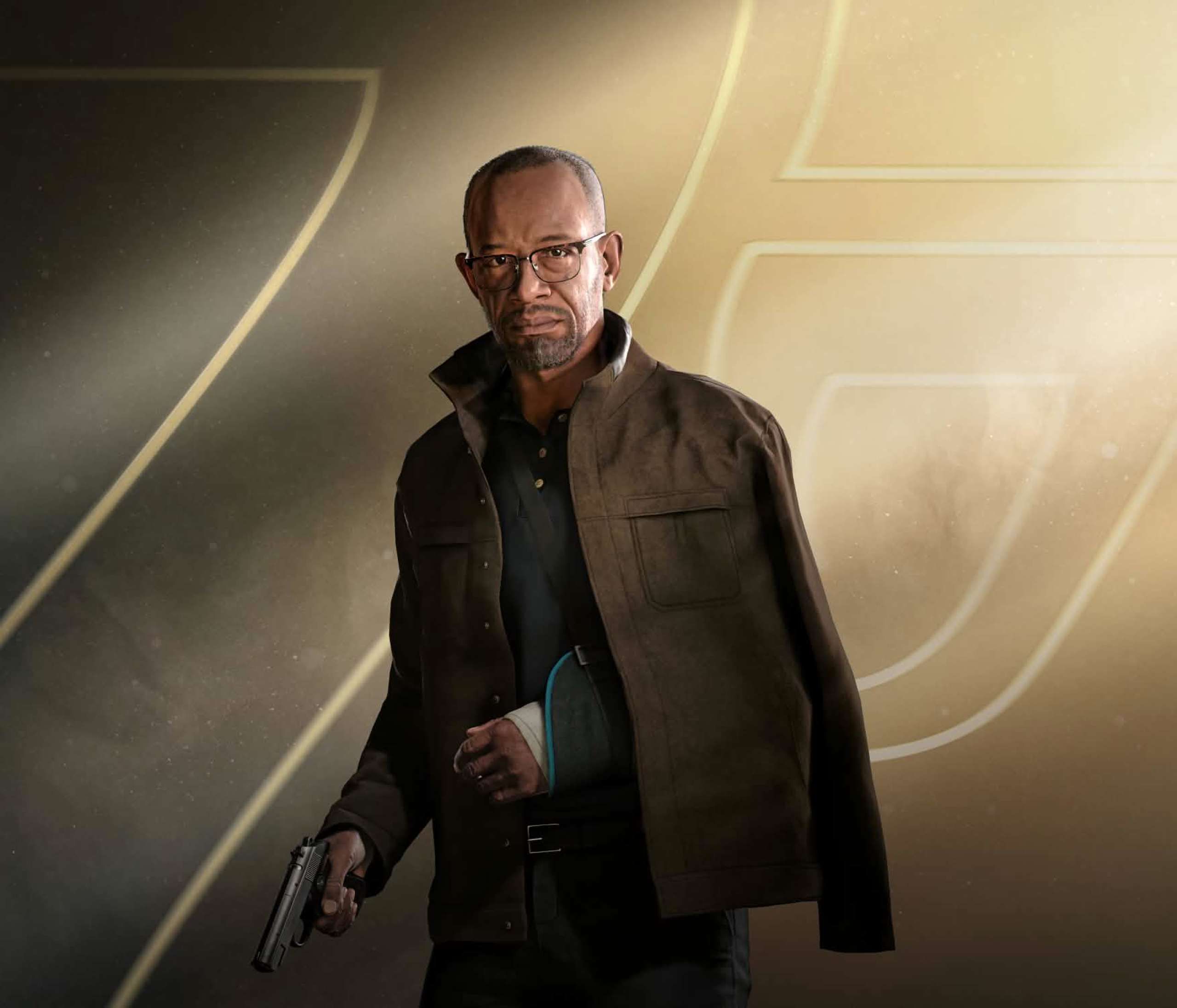 Game-character portrait of John Greenway wearing glasses and a dark jacket.