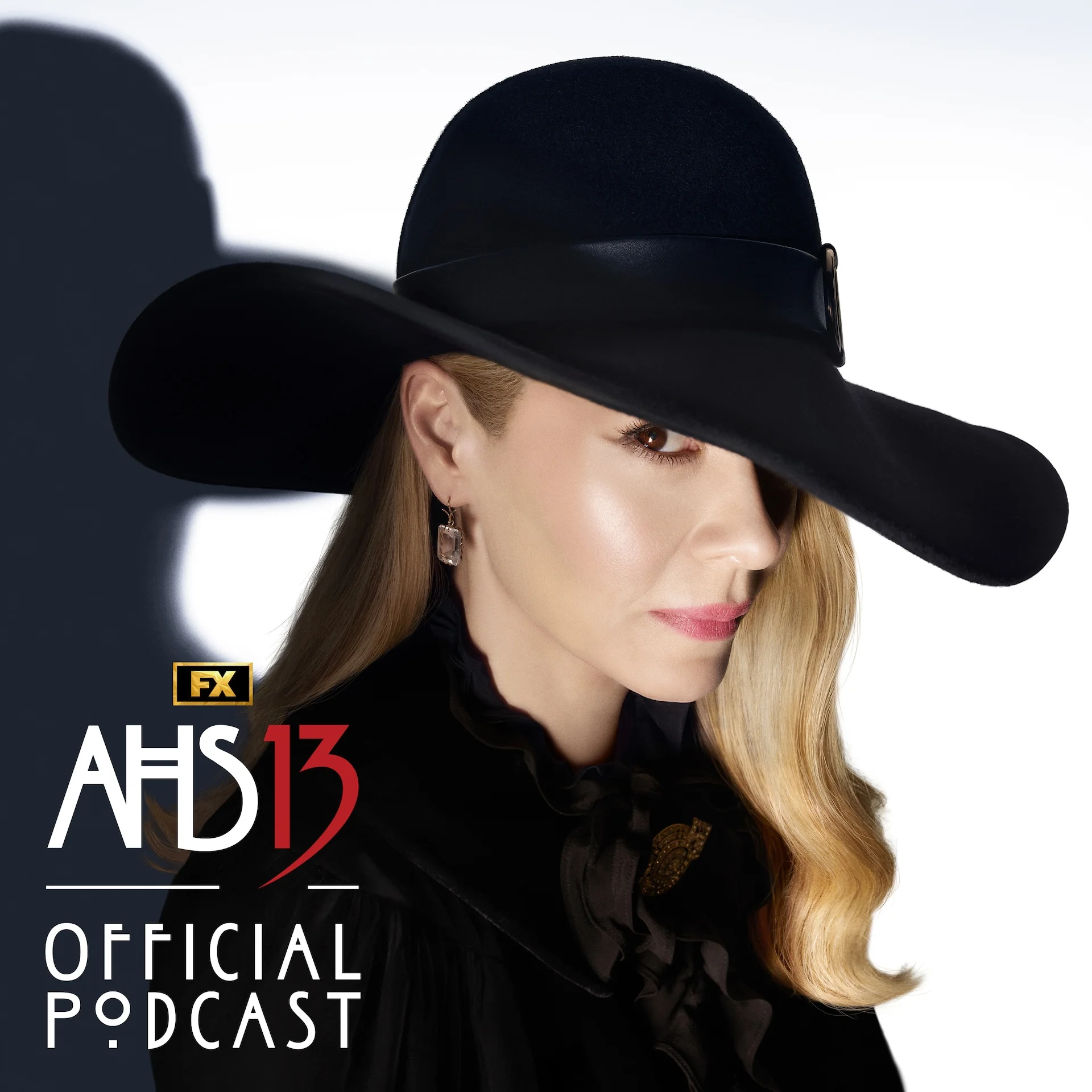 Sarah Paulson appears on the official AHS 13 podcast cover.