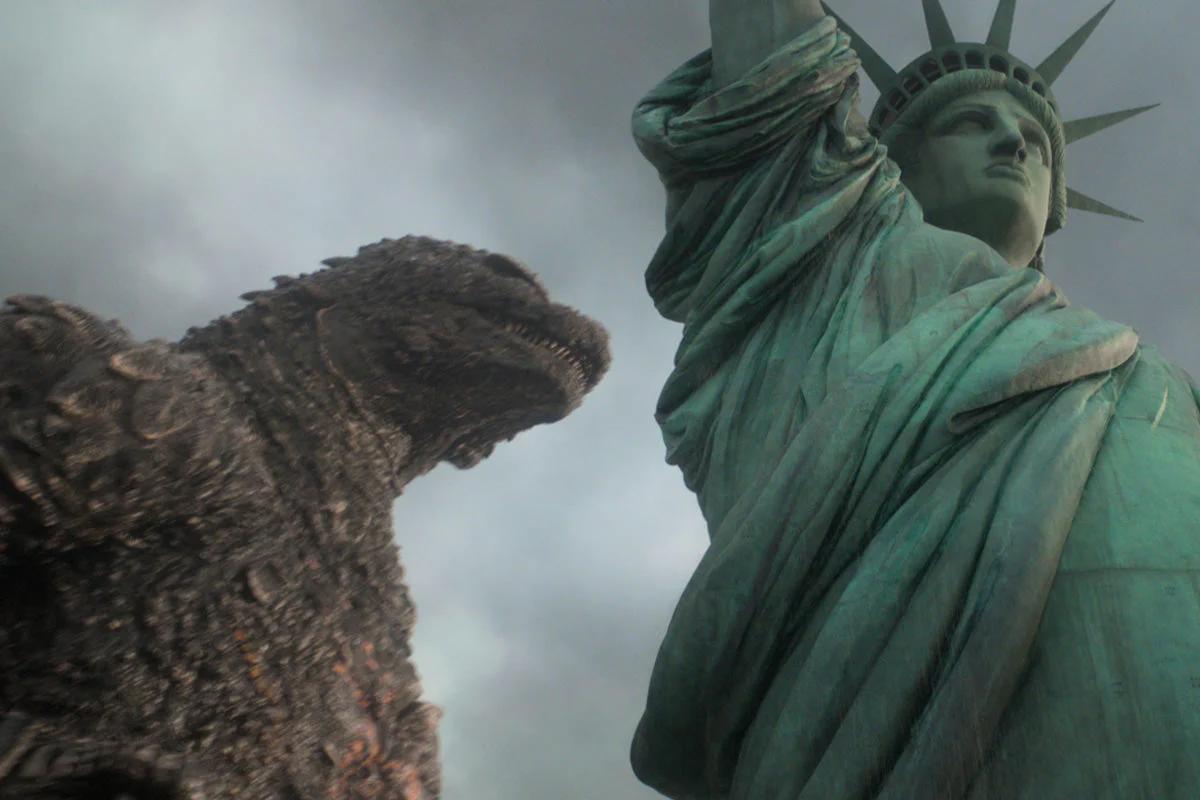 Godzilla approaches the Statue of Liberty in a Godzilla Minus Zero first-look image.