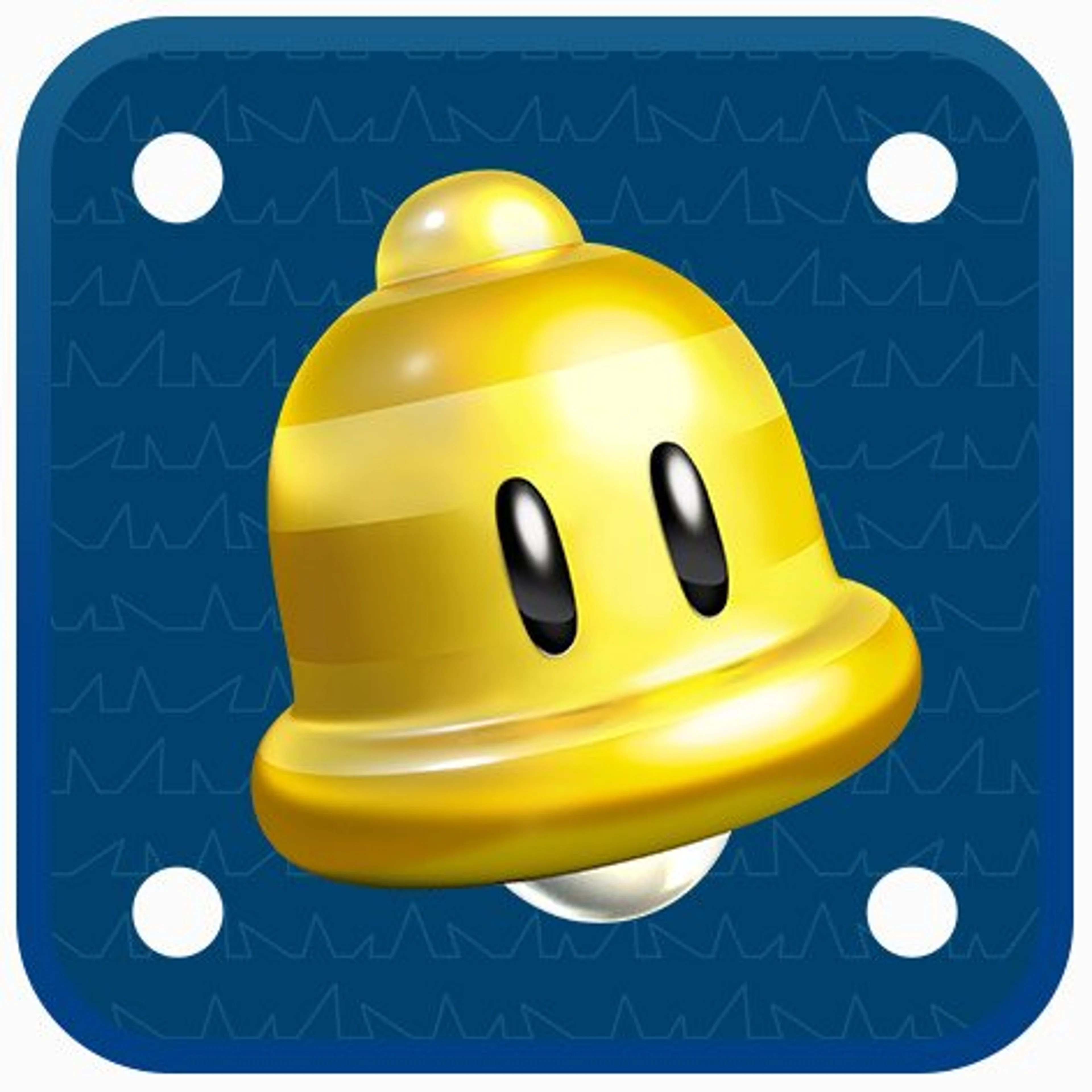 Official Nintendo artwork of the Super Bell: a rounded gold bell with two black oval eyes on a dark blue square.