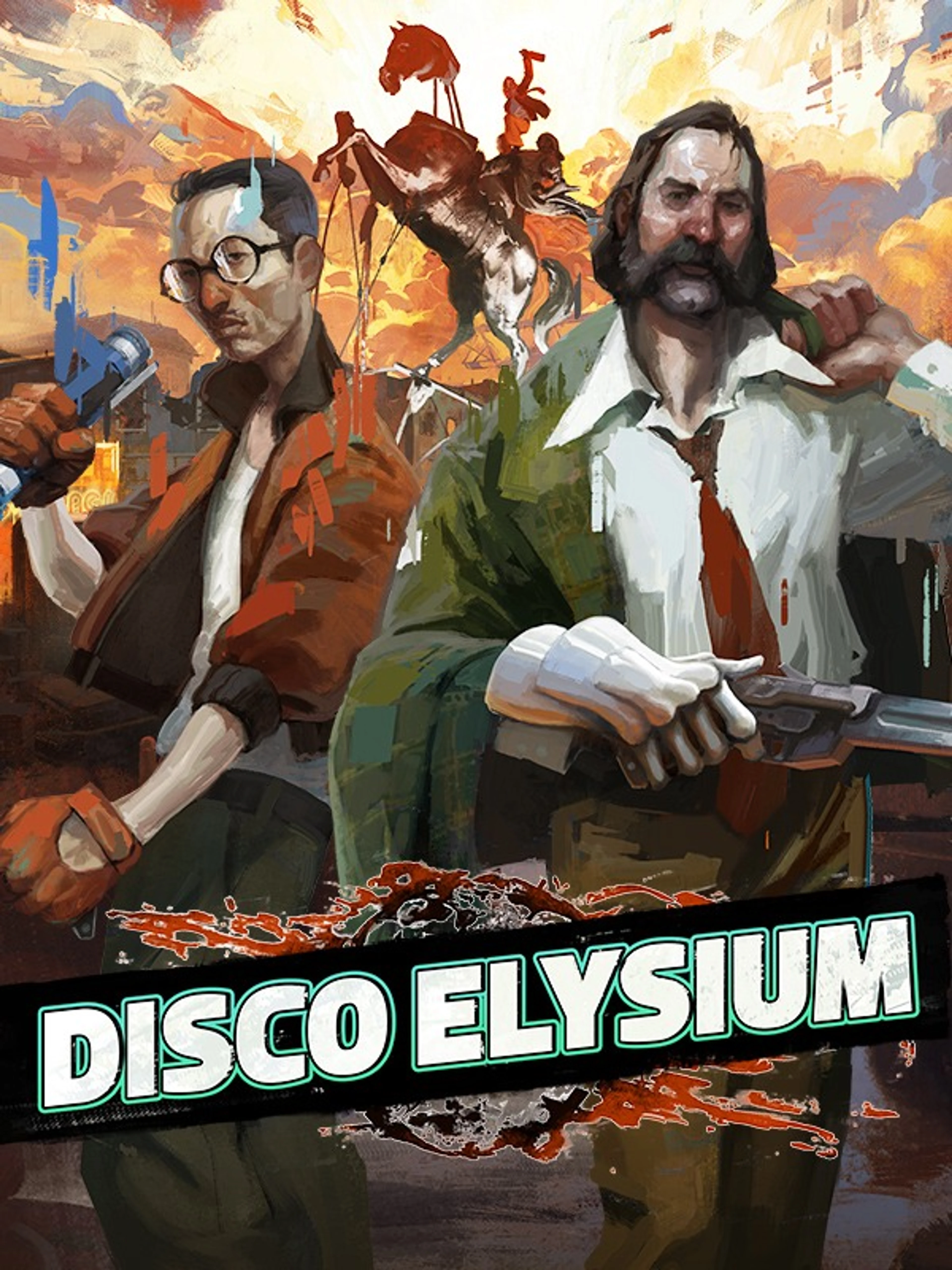 Official Disco Elysium cover showing the detective and other characters above the game logo.