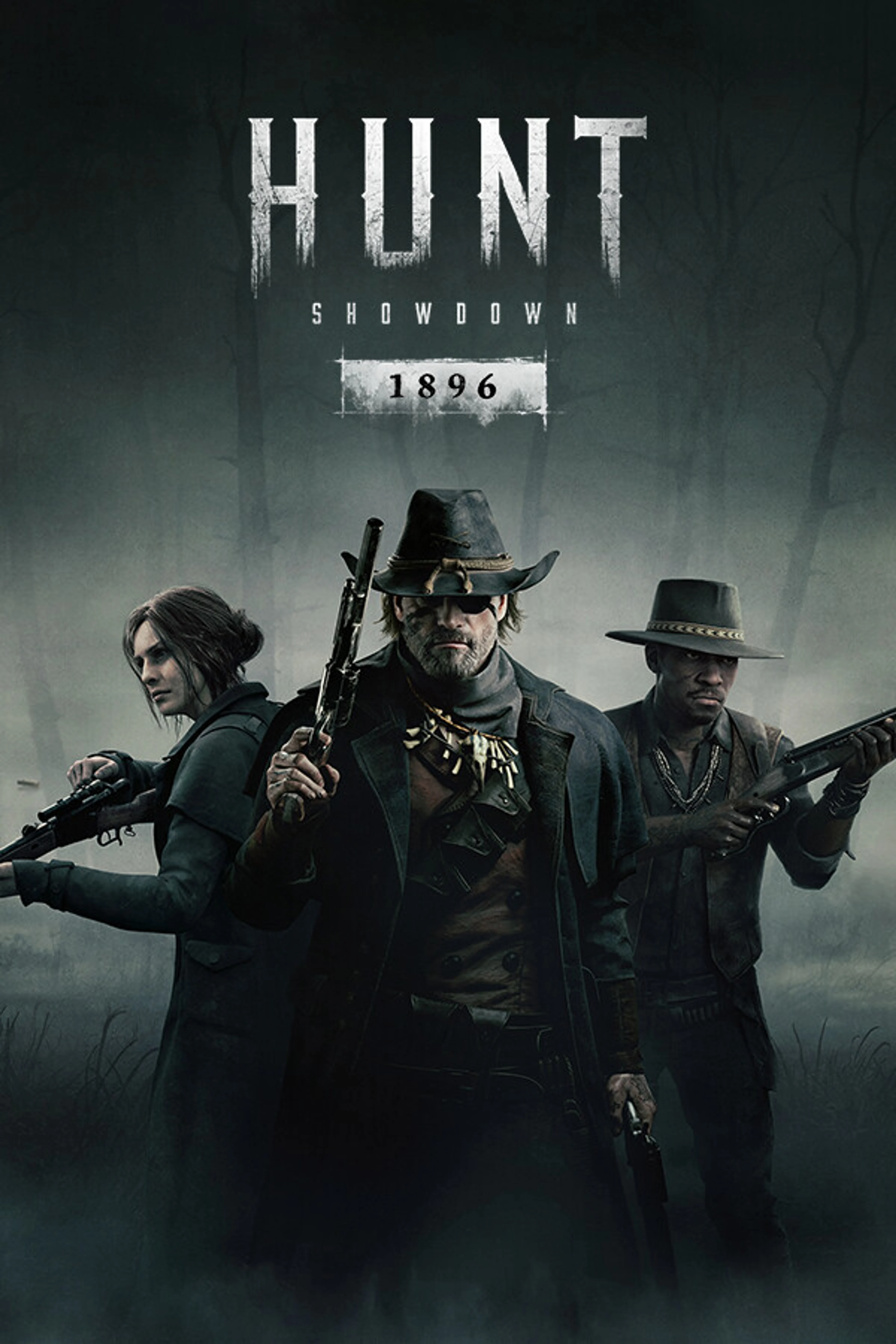 Official Hunt Showdown 1896 cover with three armed Hunters.