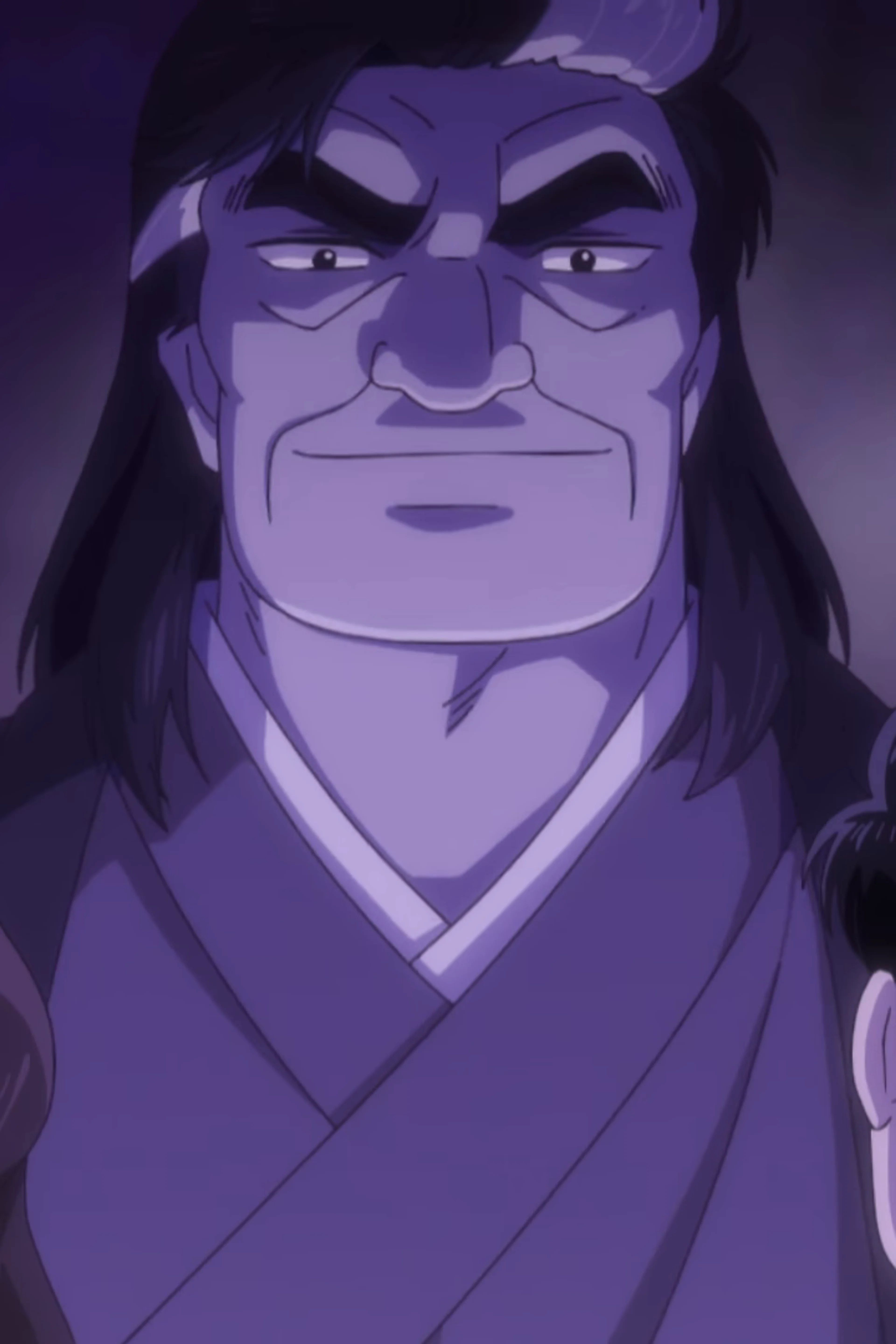 Yuzan Kaibara looms above Shiro Yamaoka and Yuko Kurita in Shin Oishinbo.