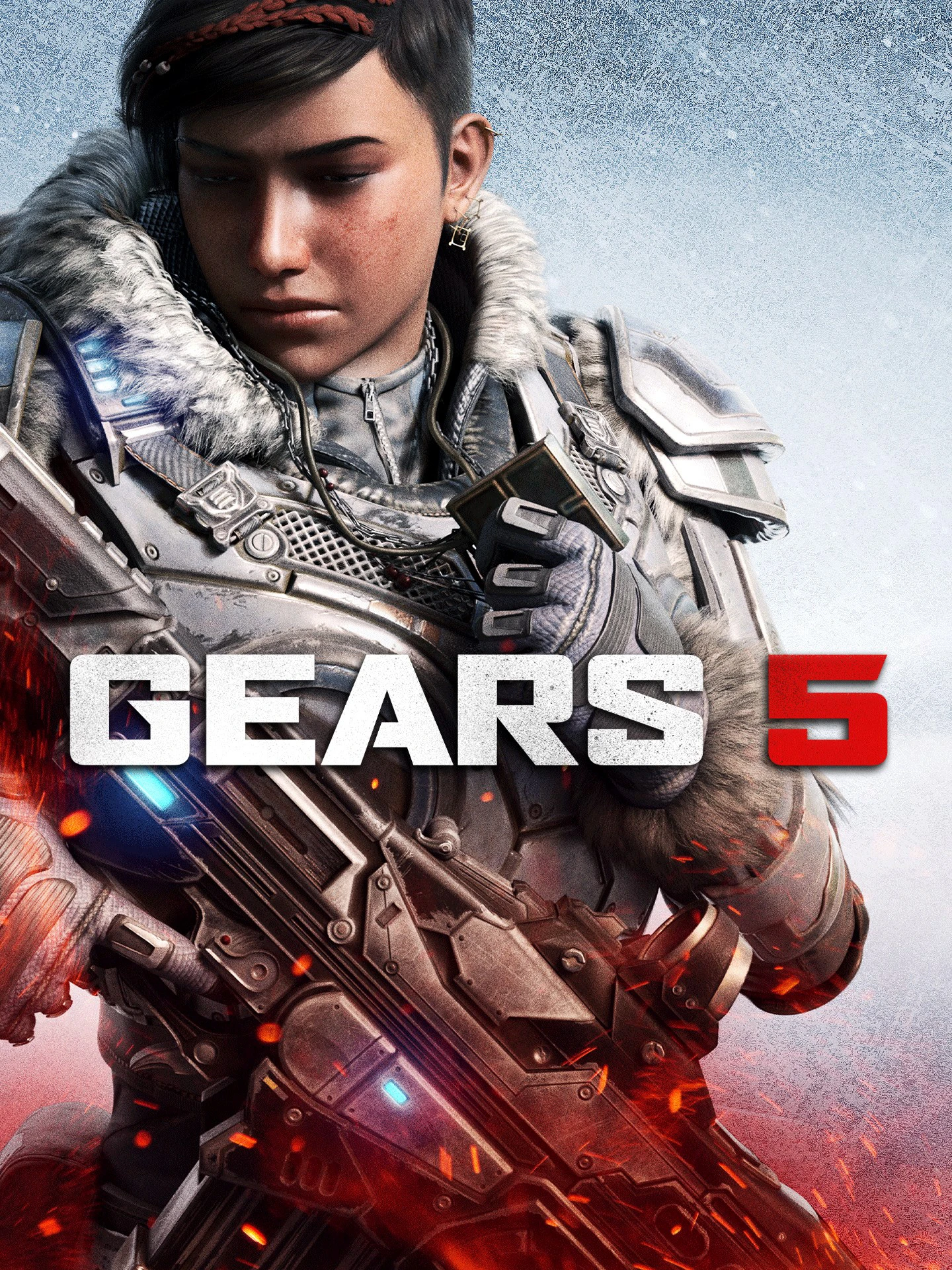 Official Gears 5 cover showing Kait Diaz in armour above the native white and red game logo.