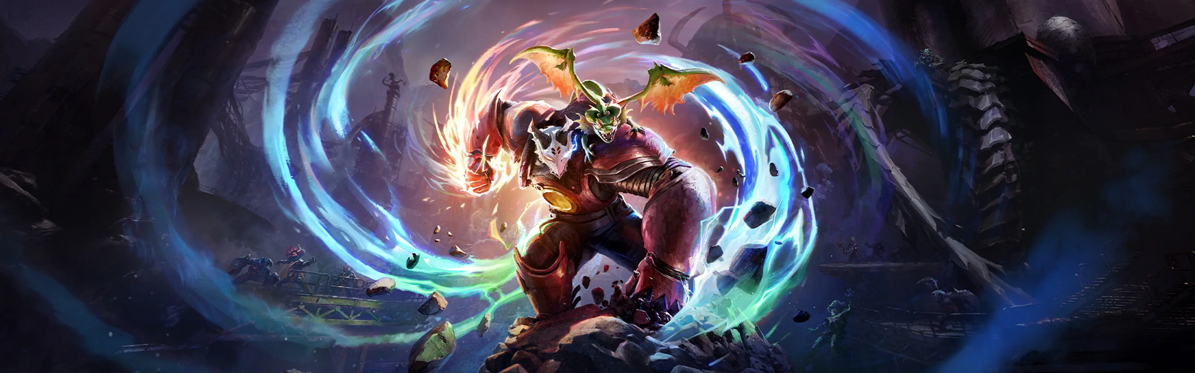 Official Elta artwork shows Victus and his dragon surrounded by blue and orange magic.