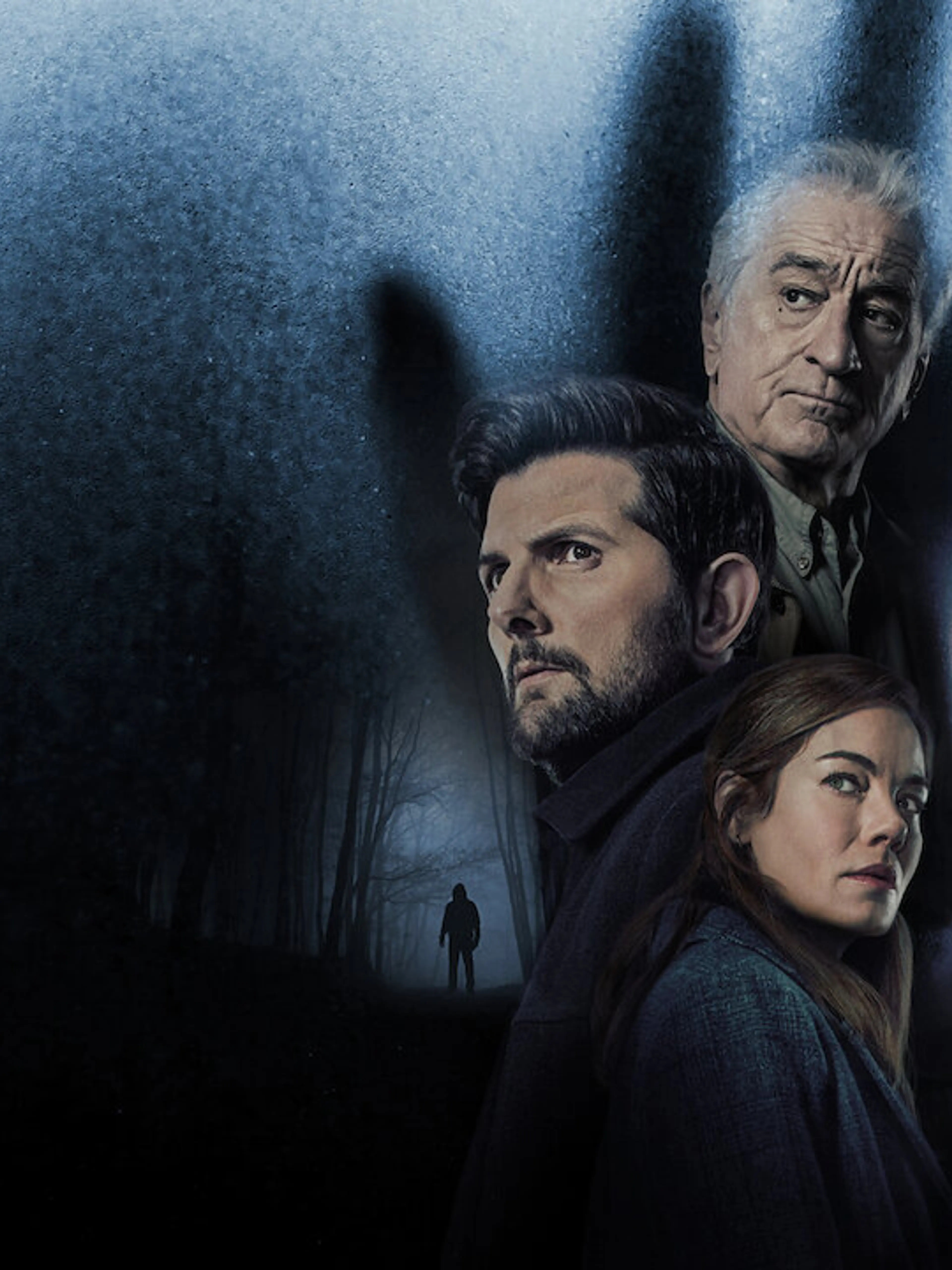Robert De Niro, Adam Scott, and Michelle Monaghan appear in The Whisper Man artwork.