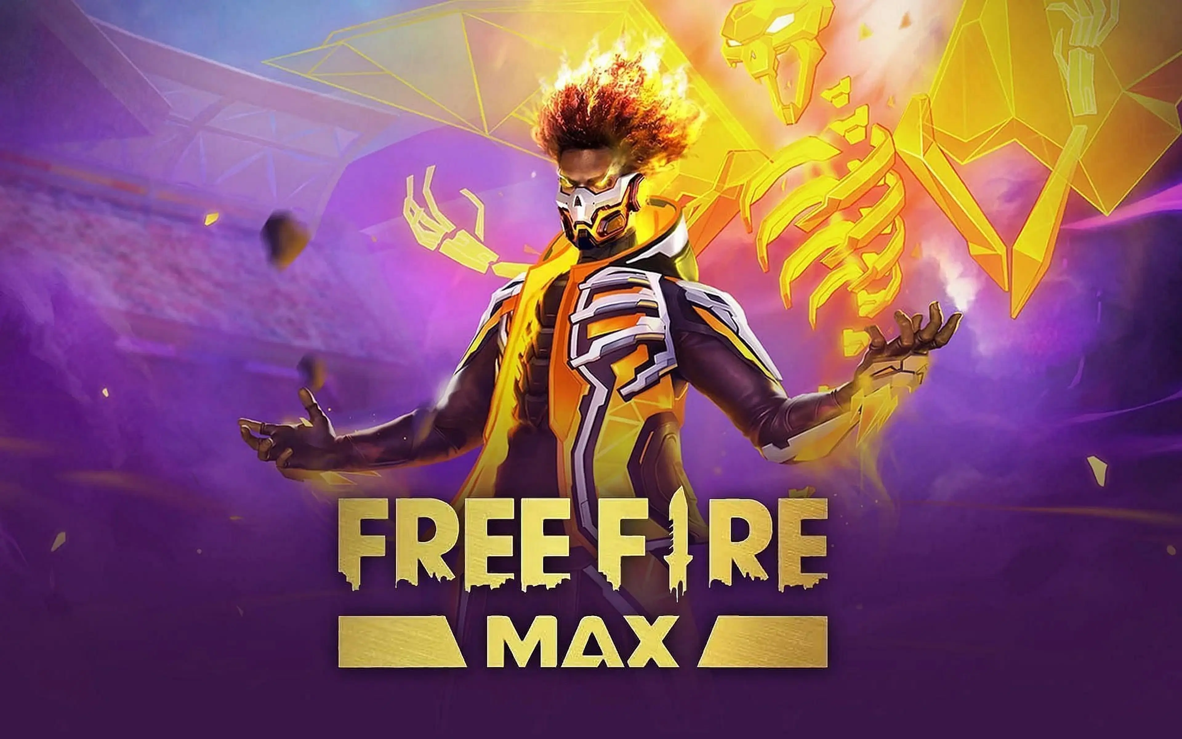 Free Fire MAX characters stand together in an official Garena image.
