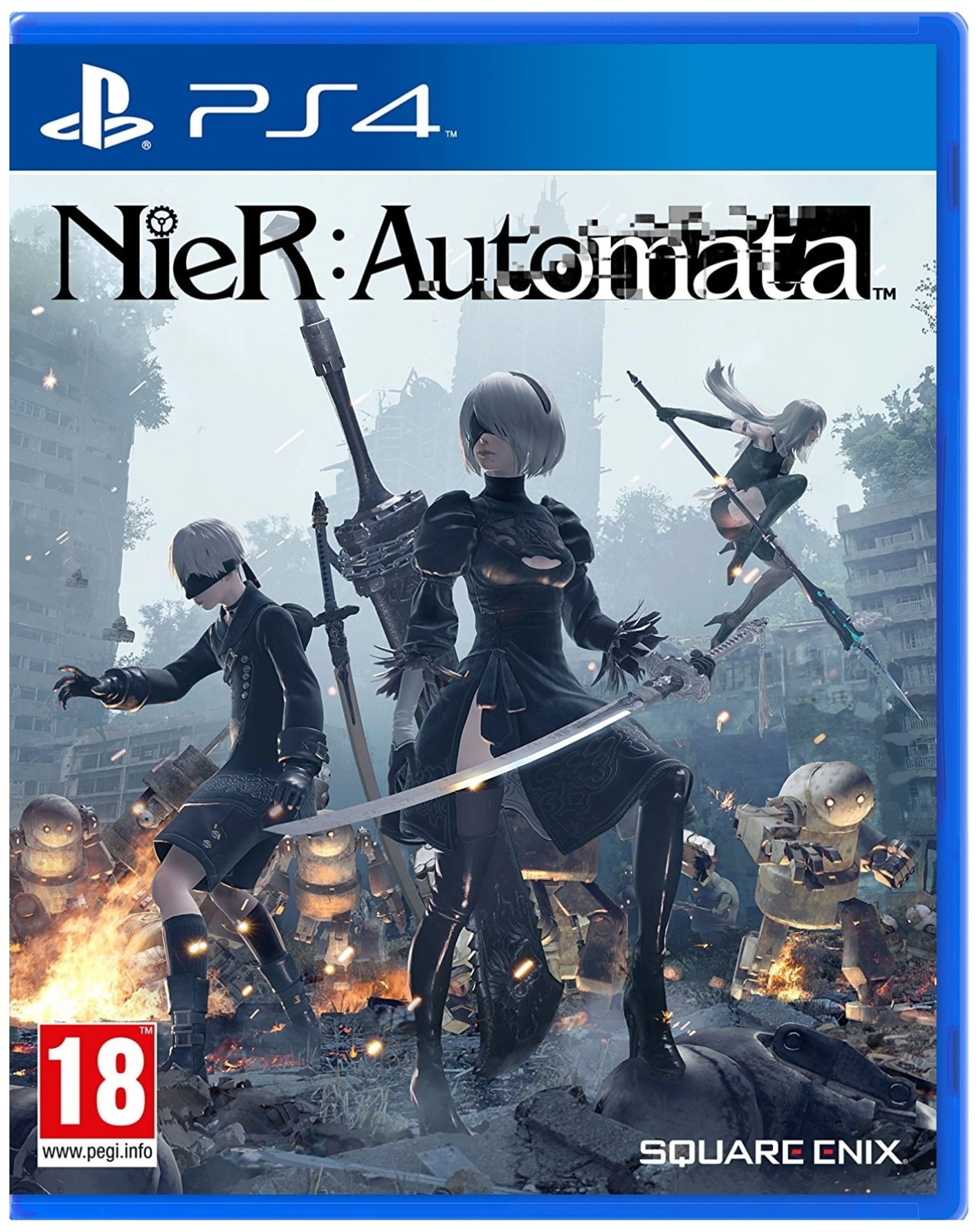 Official NieR:Automata PlayStation 4 cover with 2B and 9S beneath the native game logo.