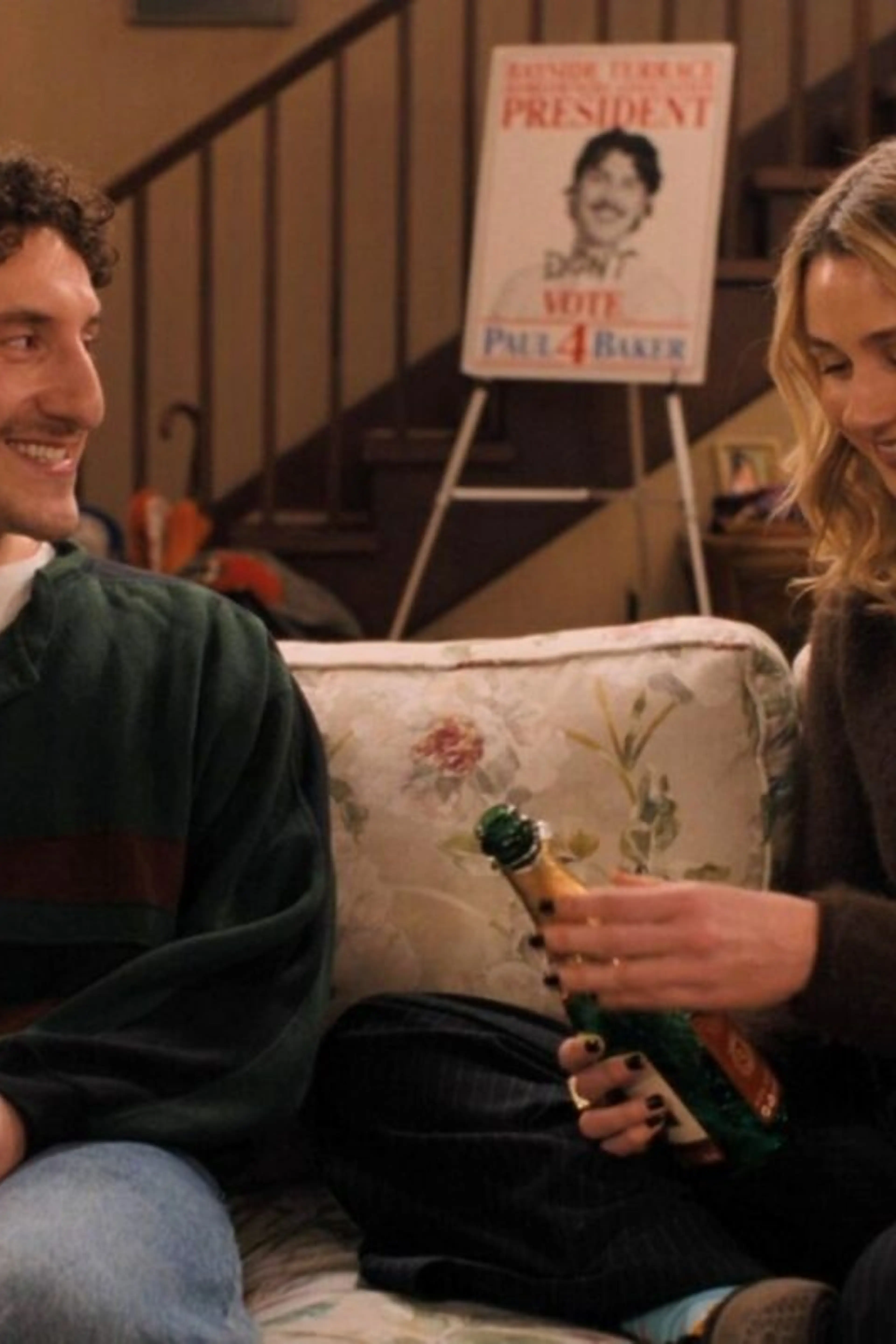 Samir and Billie sit together in a promotional still from Adults Season 2.