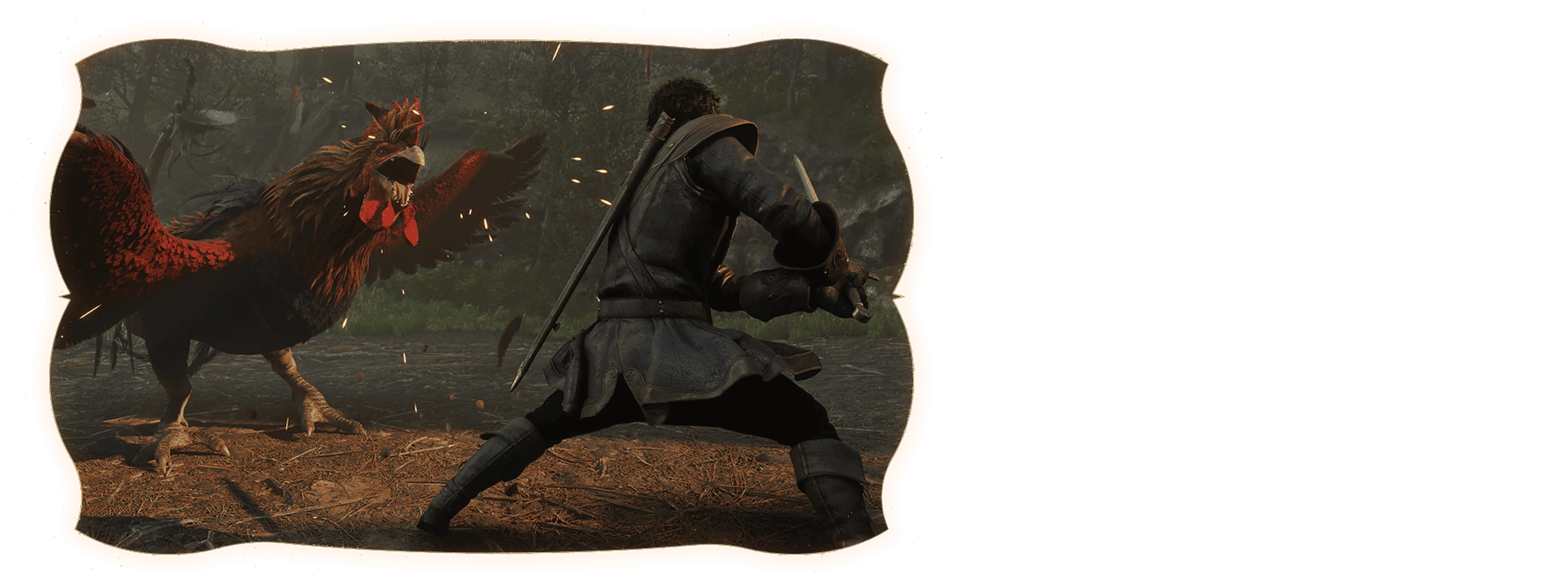 The Fable Hero faces a giant Cockatrice in an official combat image.