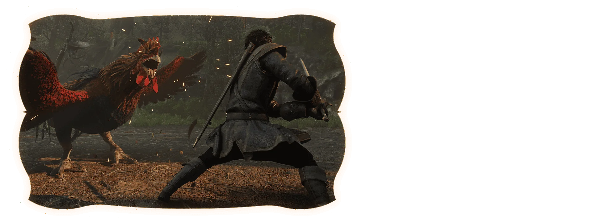 The Fable Hero faces a giant Cockatrice in an official combat image.