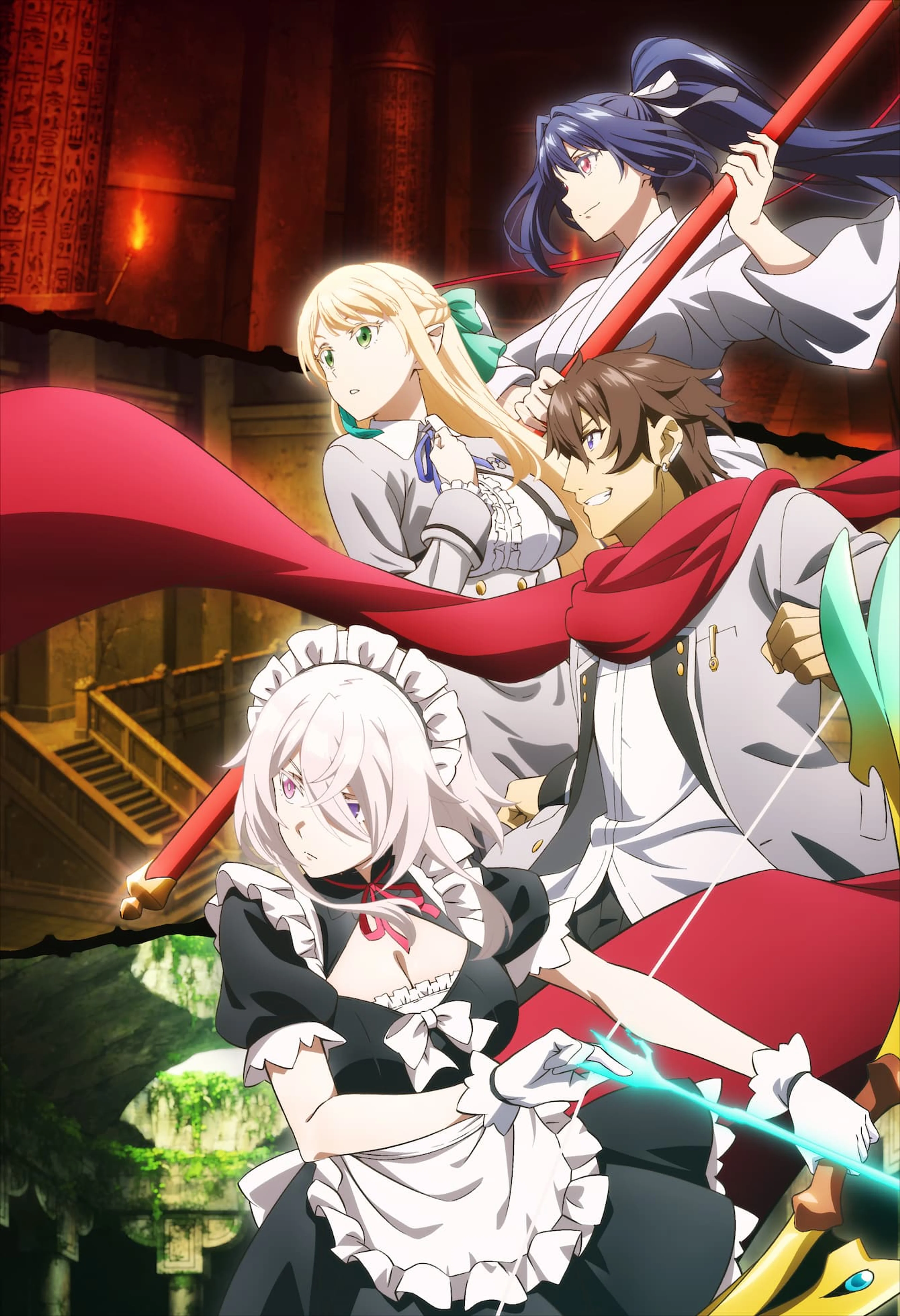 Kosuke Takioto runs with the heroines in the first official Magical★Explorer key visual.