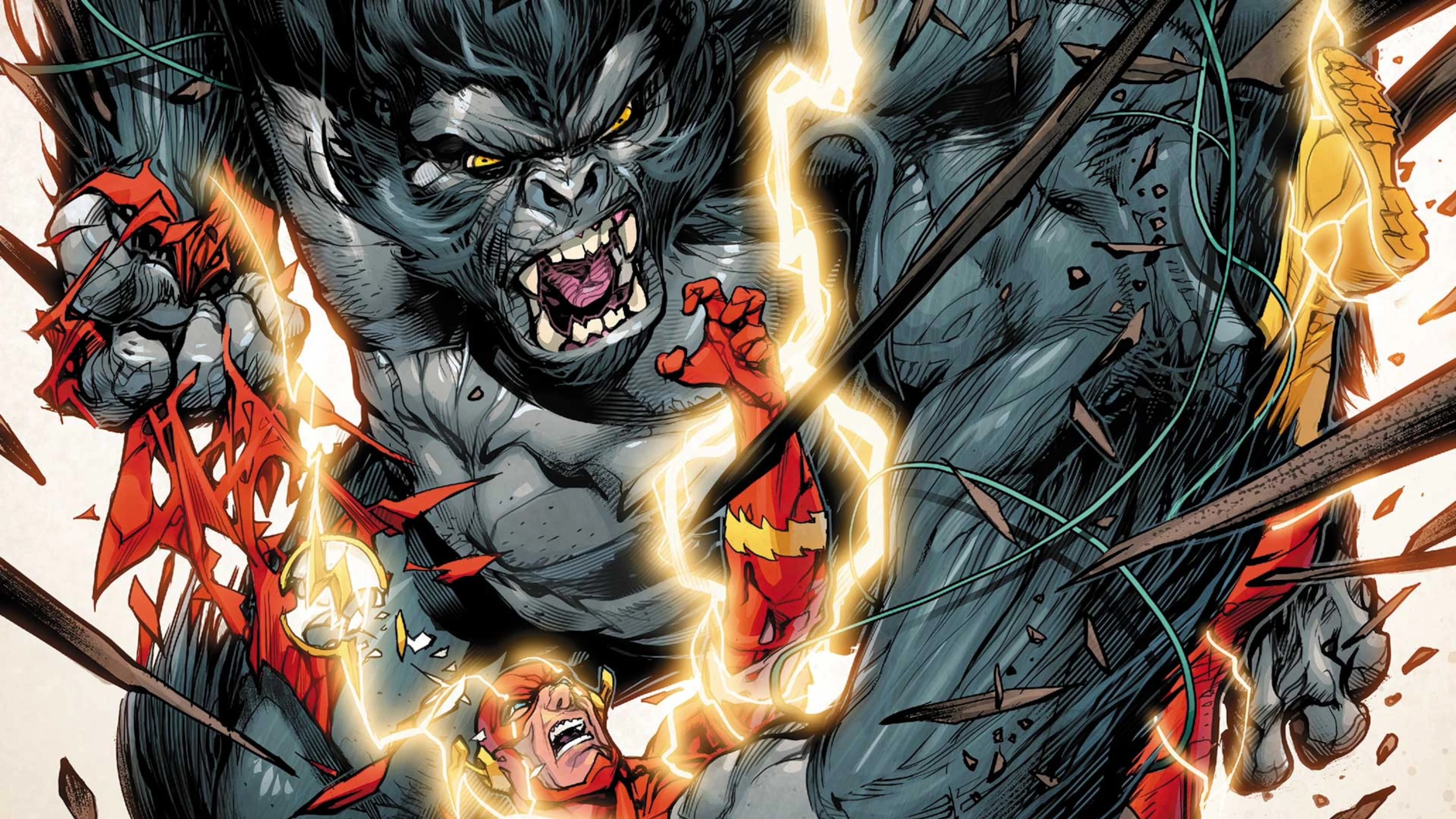 Gorilla Grodd towers over The Flash in official DC Comics artwork.